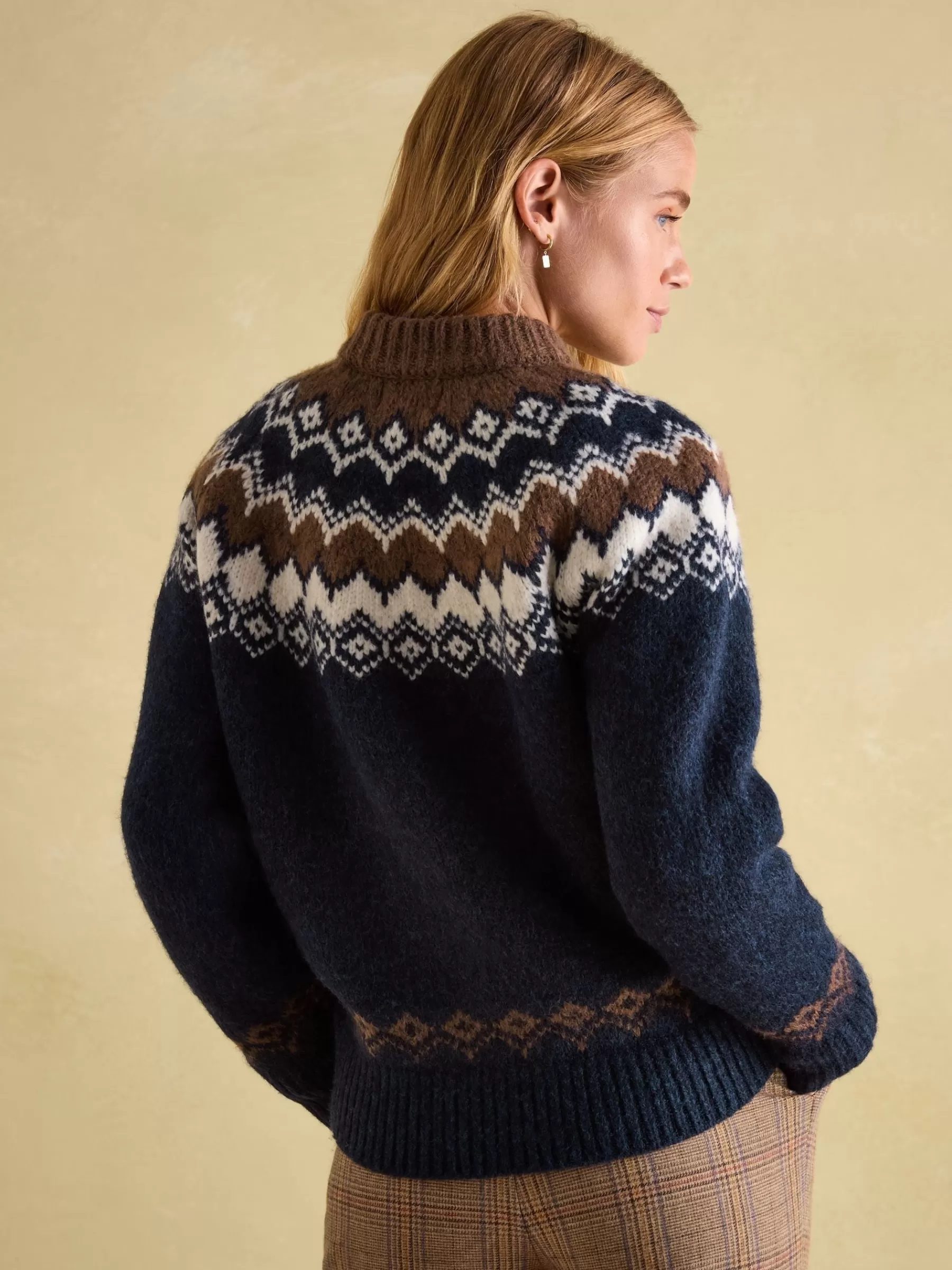 Joules Lowry Fair Isle Jumper Navy/Camel Best