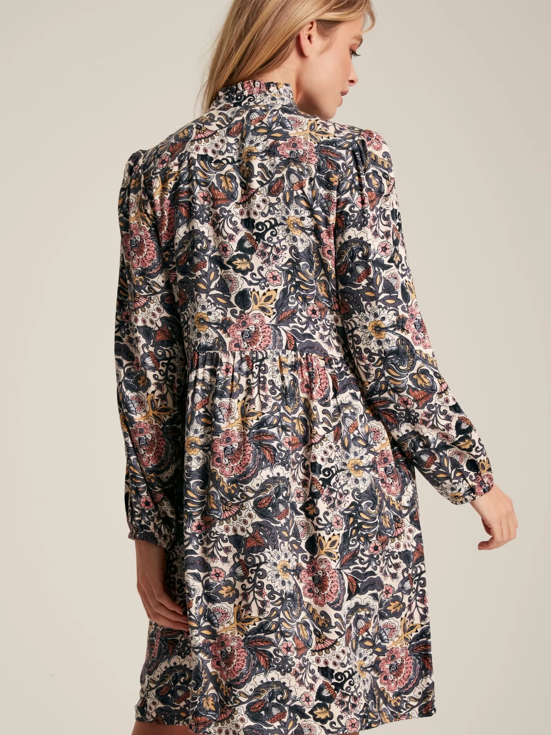 Joules Lucia Brown Floral Frilled Midi Dress BrownFloral Cheap