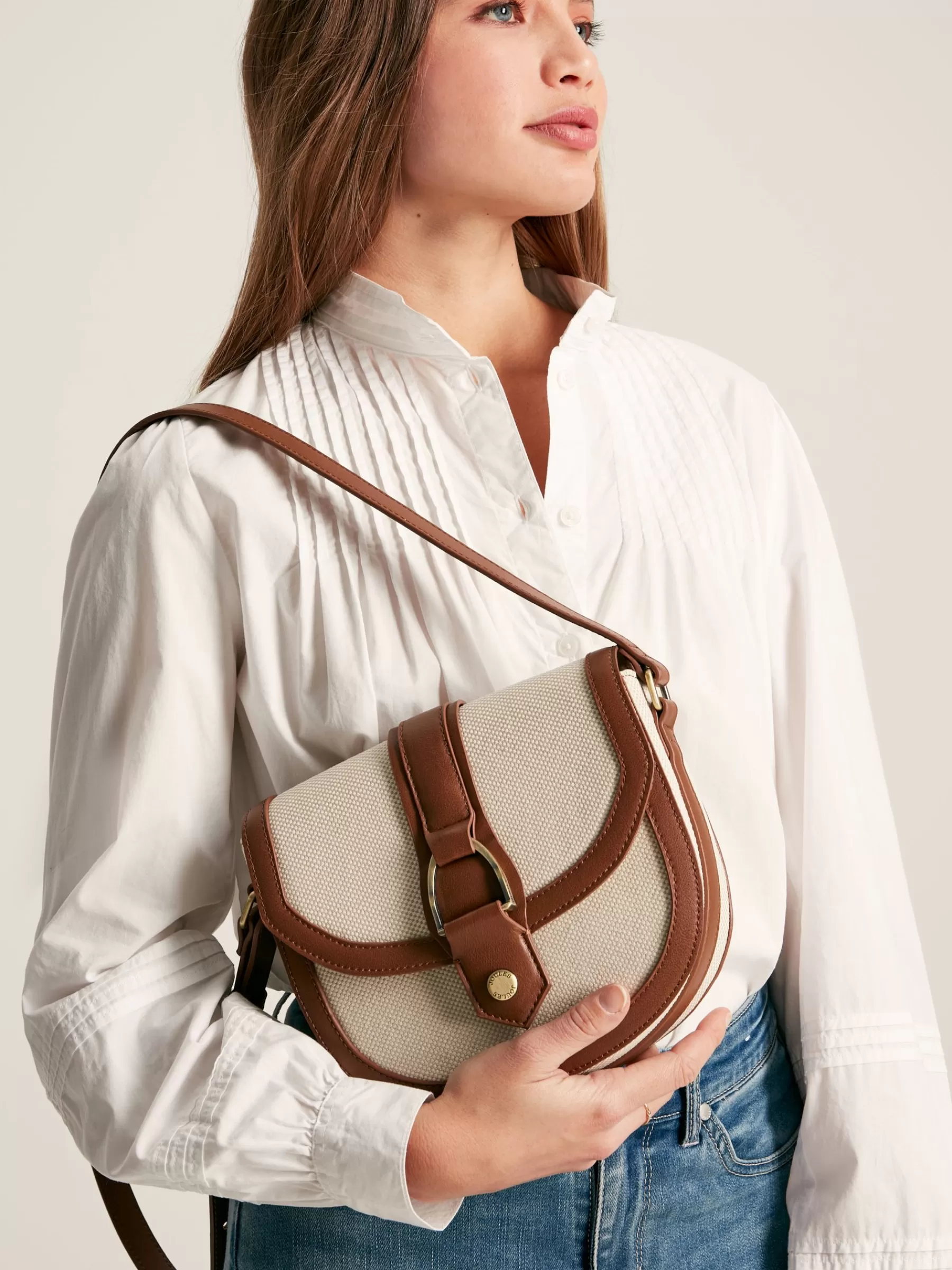 Joules Ludlow Canvas Cross Body Bag Tan Online