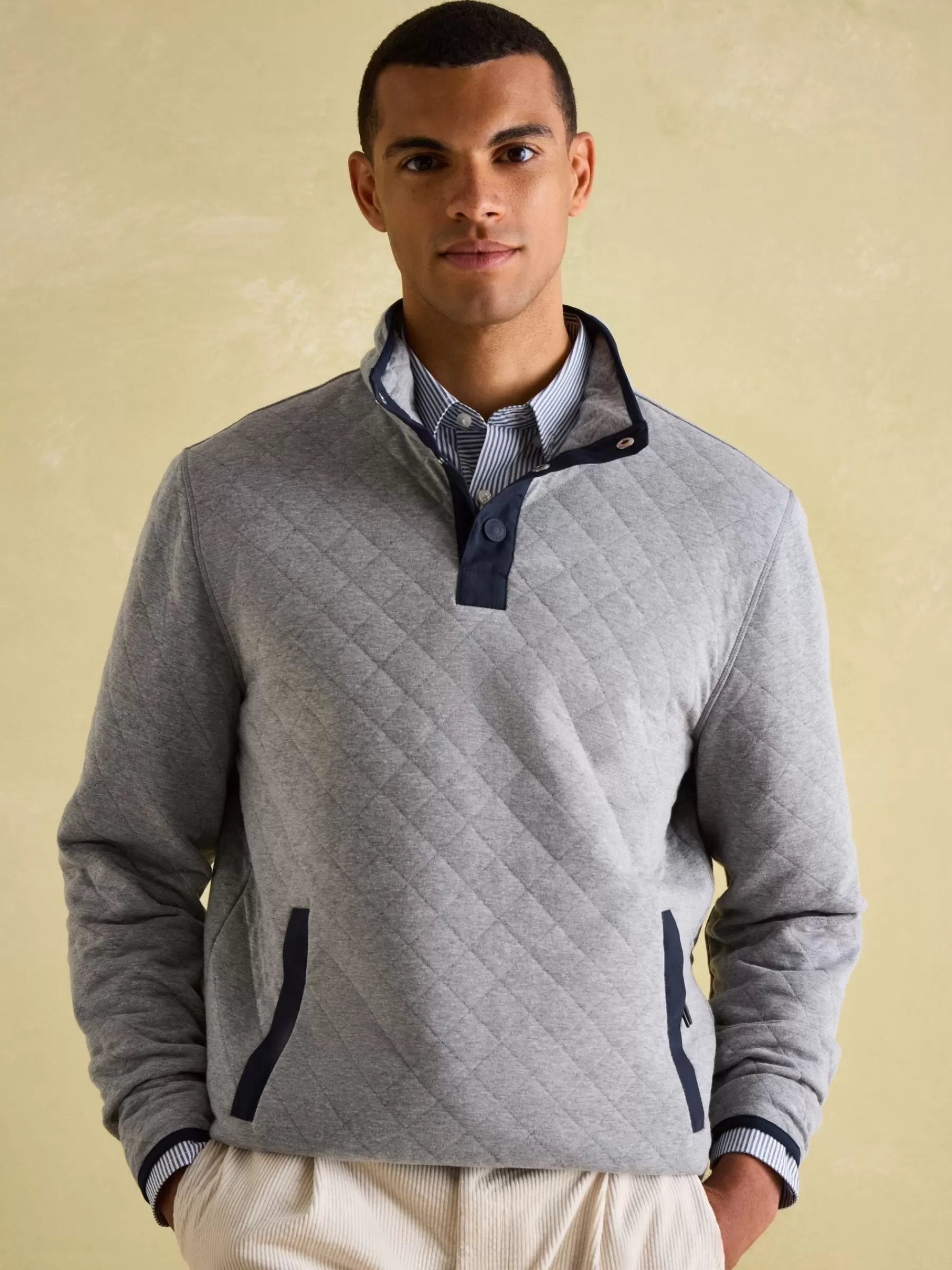 Joules Malton Quilted Jersey Pullover Sweatshirt Grey Cheap