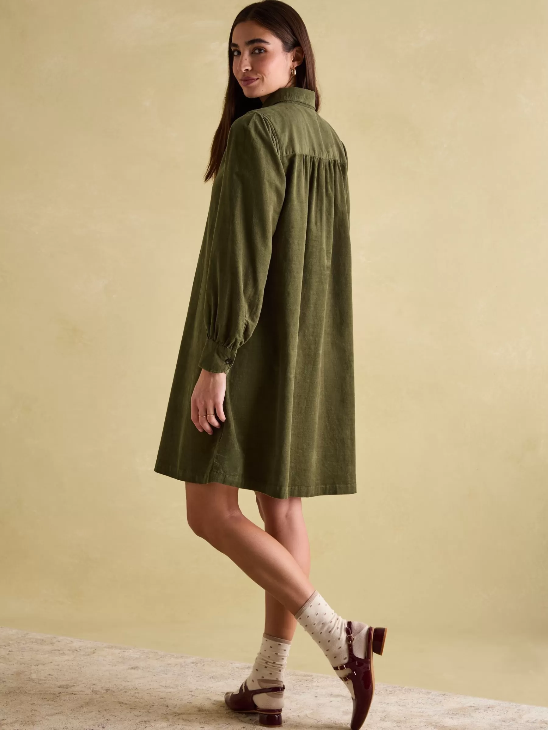 Joules Maple Khaki Green Corduroy Shirt Dress KhakiGreen Best