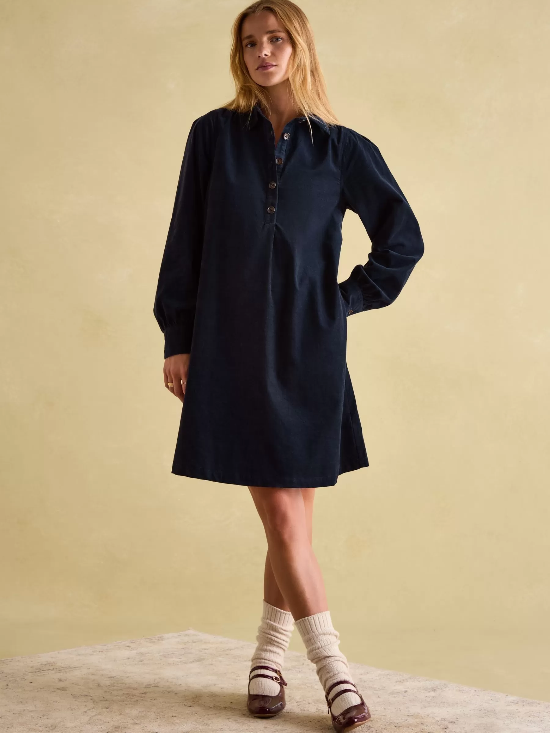 Joules Maple Navy Blue Corduroy Shirt Dress NavyBlue Outlet