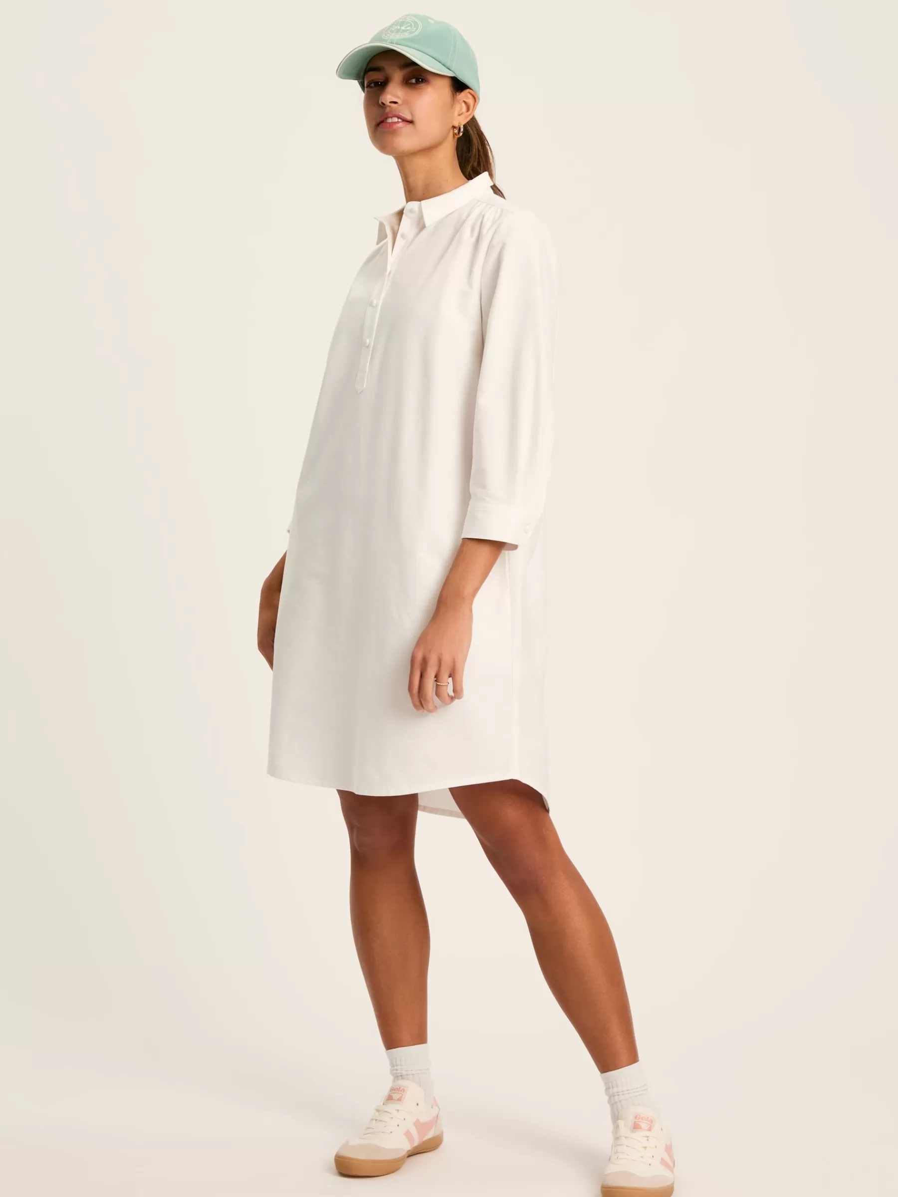 Joules Marlowe Dress with Shirt/ Nehru Collar White Shop