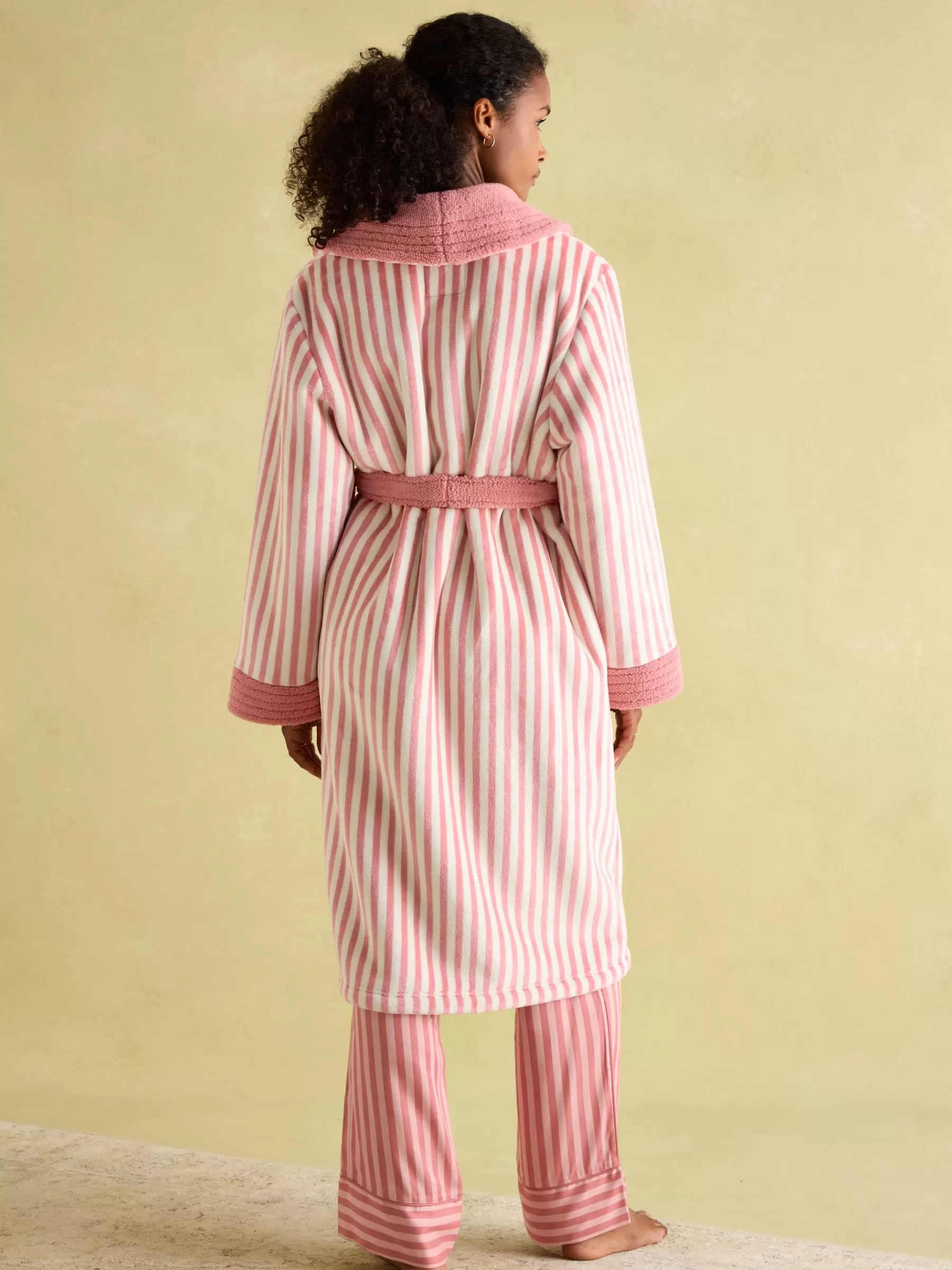 Joules Matilda Pink & White Fleece Lined Striped Dressing Gown Pink&White Fashion