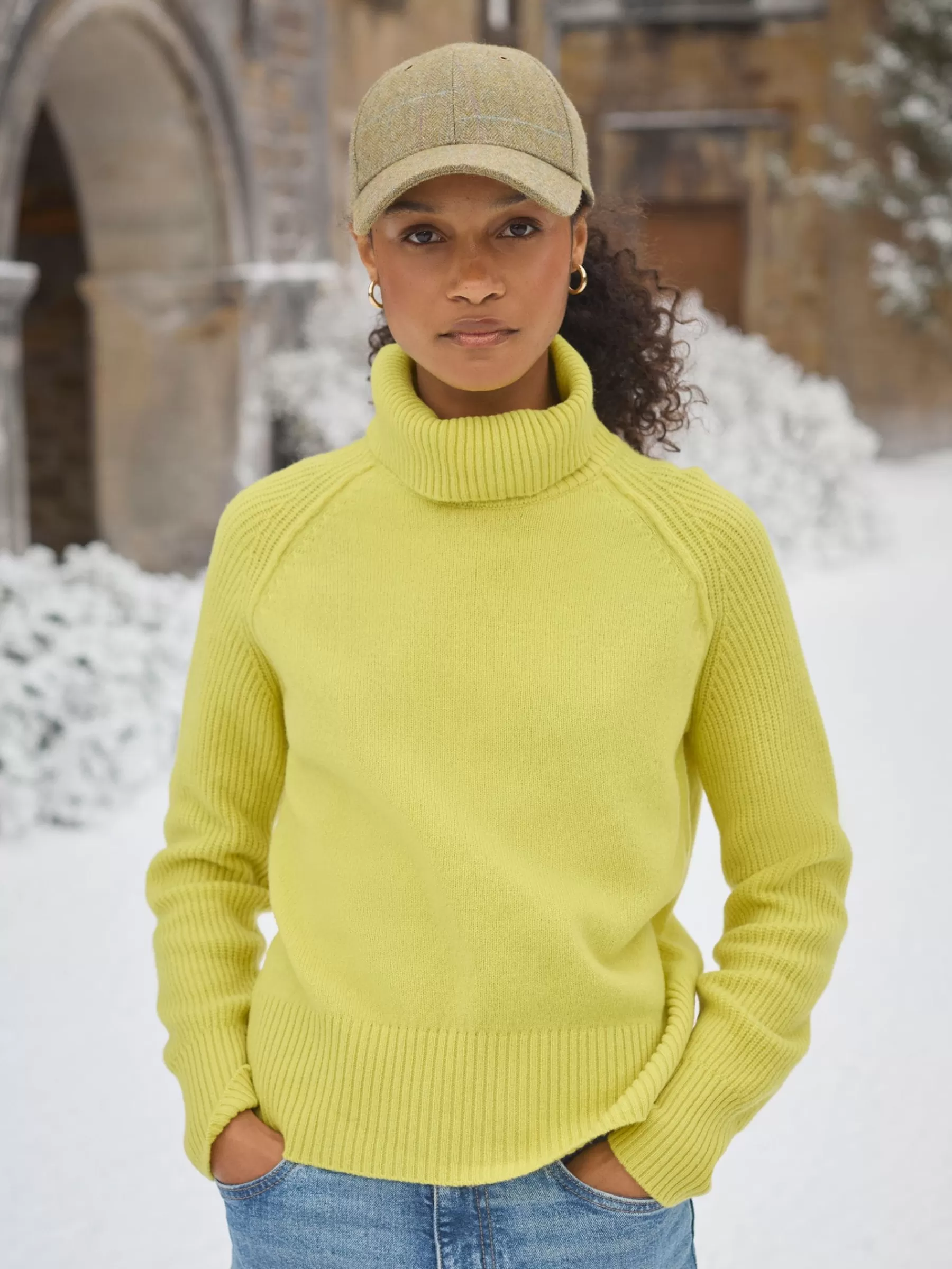 Joules May Merino Wool Jumper with Detachable Roll Neck Yellow Best Sale