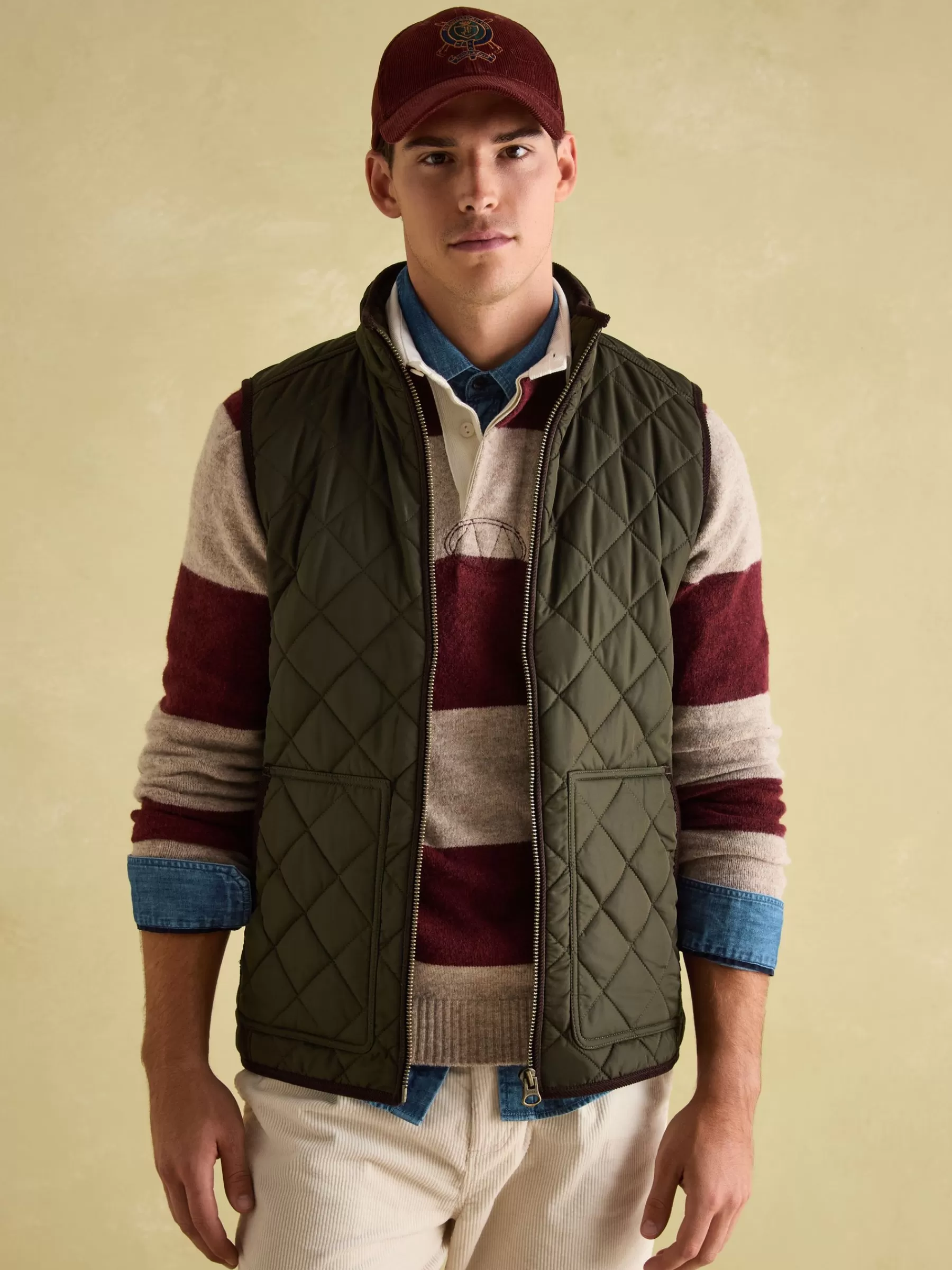 Joules Maynard Diamond Quilted Gilet Green Outlet