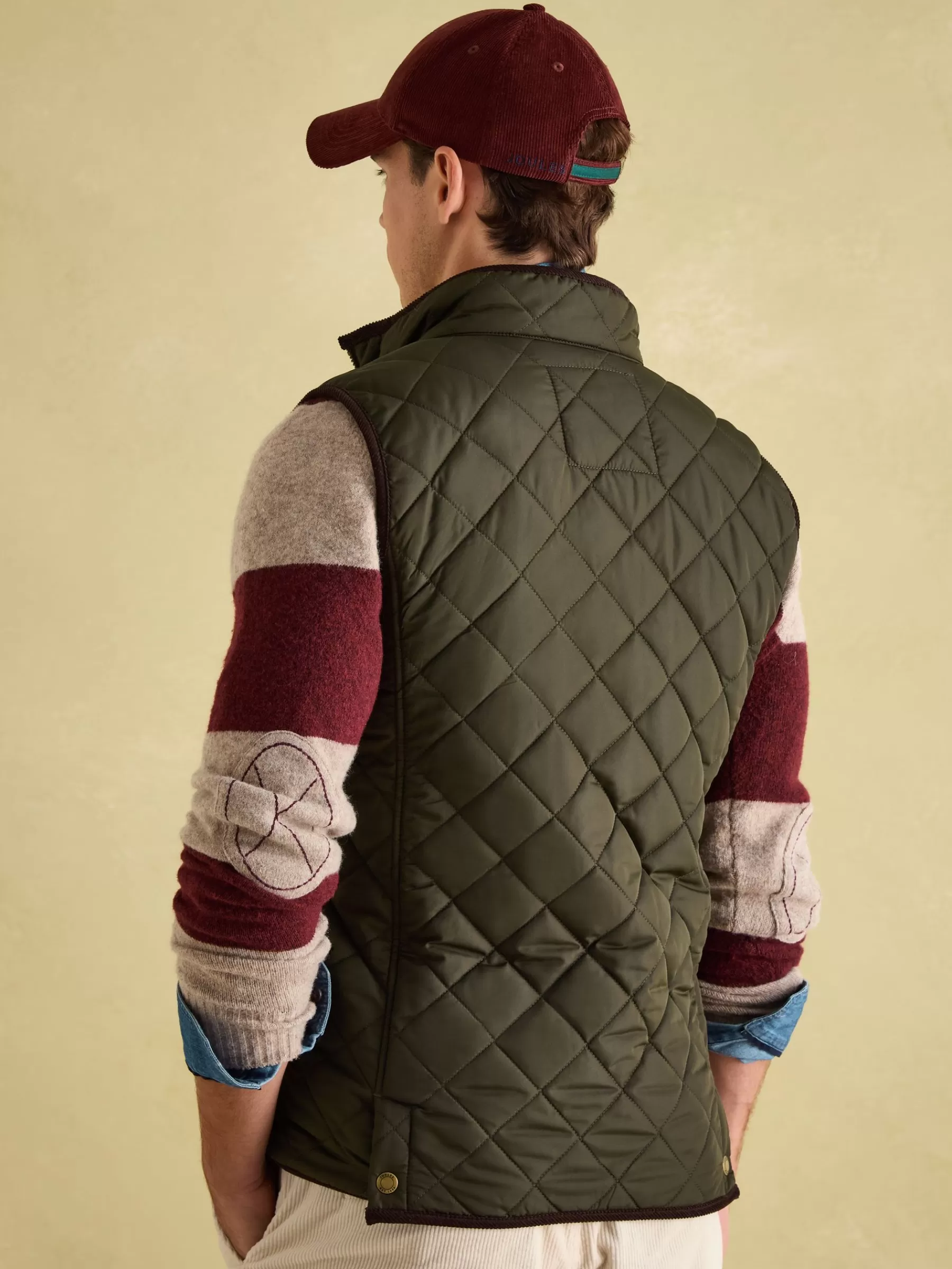 Joules Maynard Diamond Quilted Gilet Green Outlet