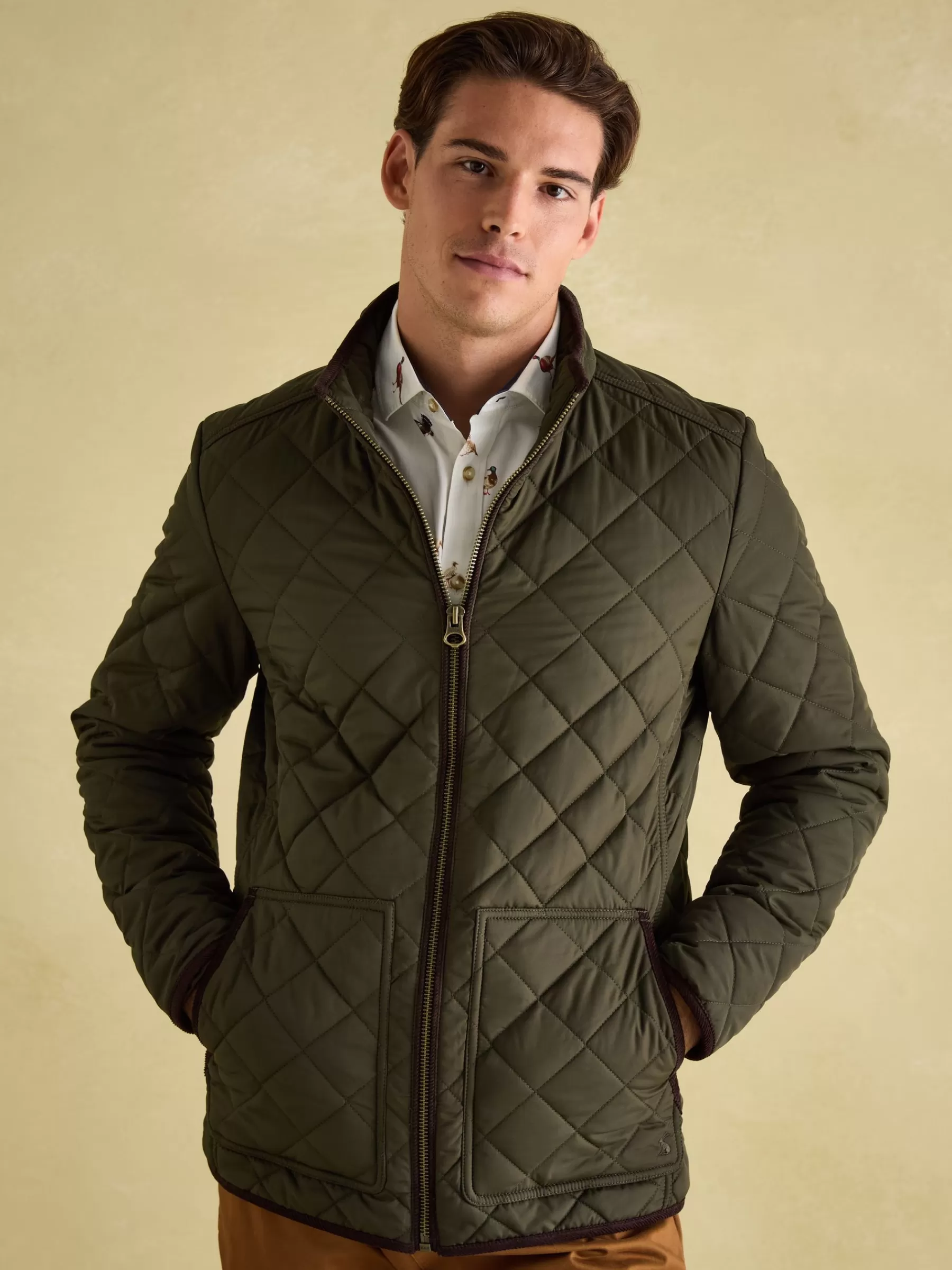 Joules Maynard Diamond Quilted Jacket Green Shop