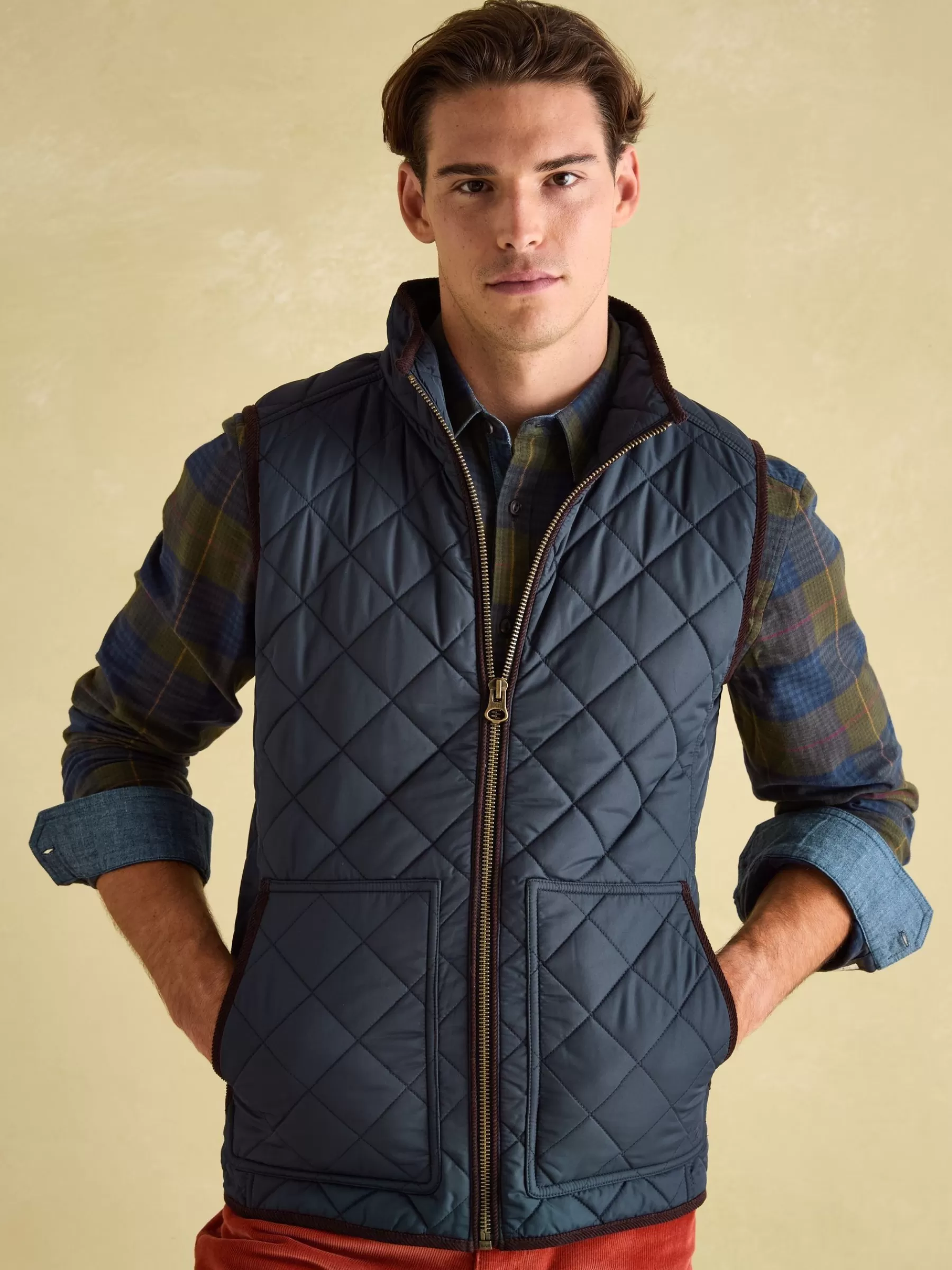 Joules Maynard Navy Blue Diamond Quilted Gilet NavyBlue Clearance