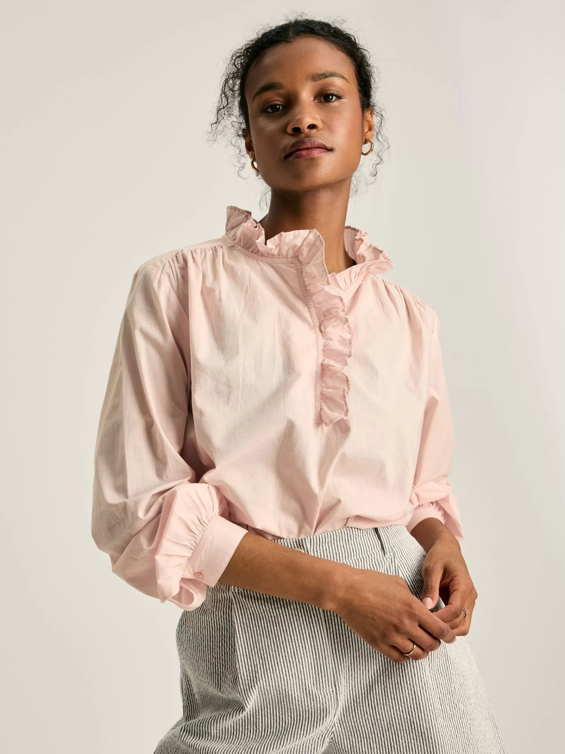 Joules Melanie Cotton Ruffle Blouse Pink Discount