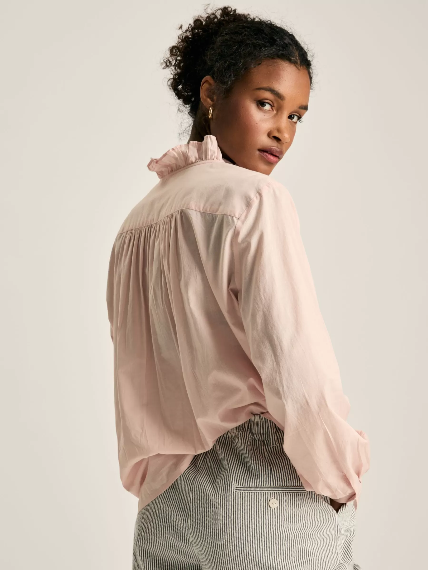 Joules Melanie Cotton Ruffle Blouse Pink Discount