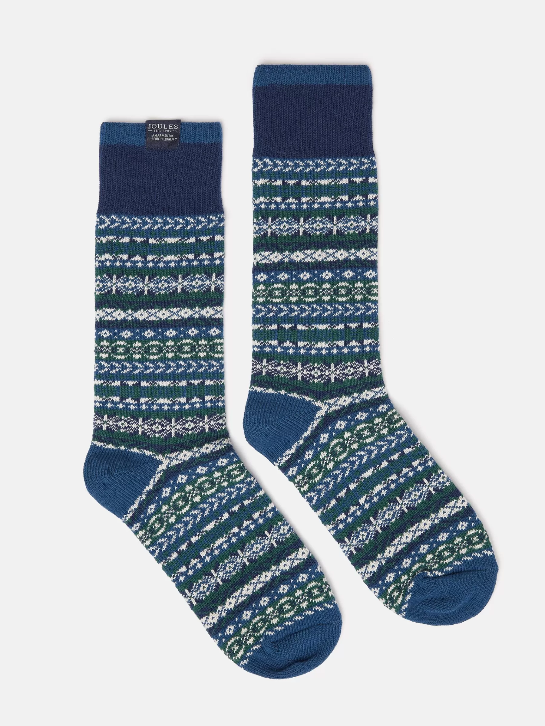 Joules Men's Alby Fair Isle Socks (size 7-12) Blue Shop