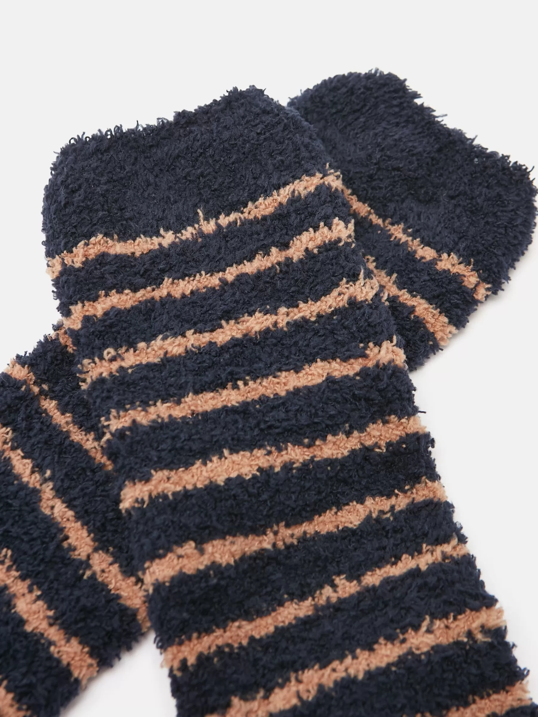 Joules Men's Fluffy Striped Socks Tan/Navy Store