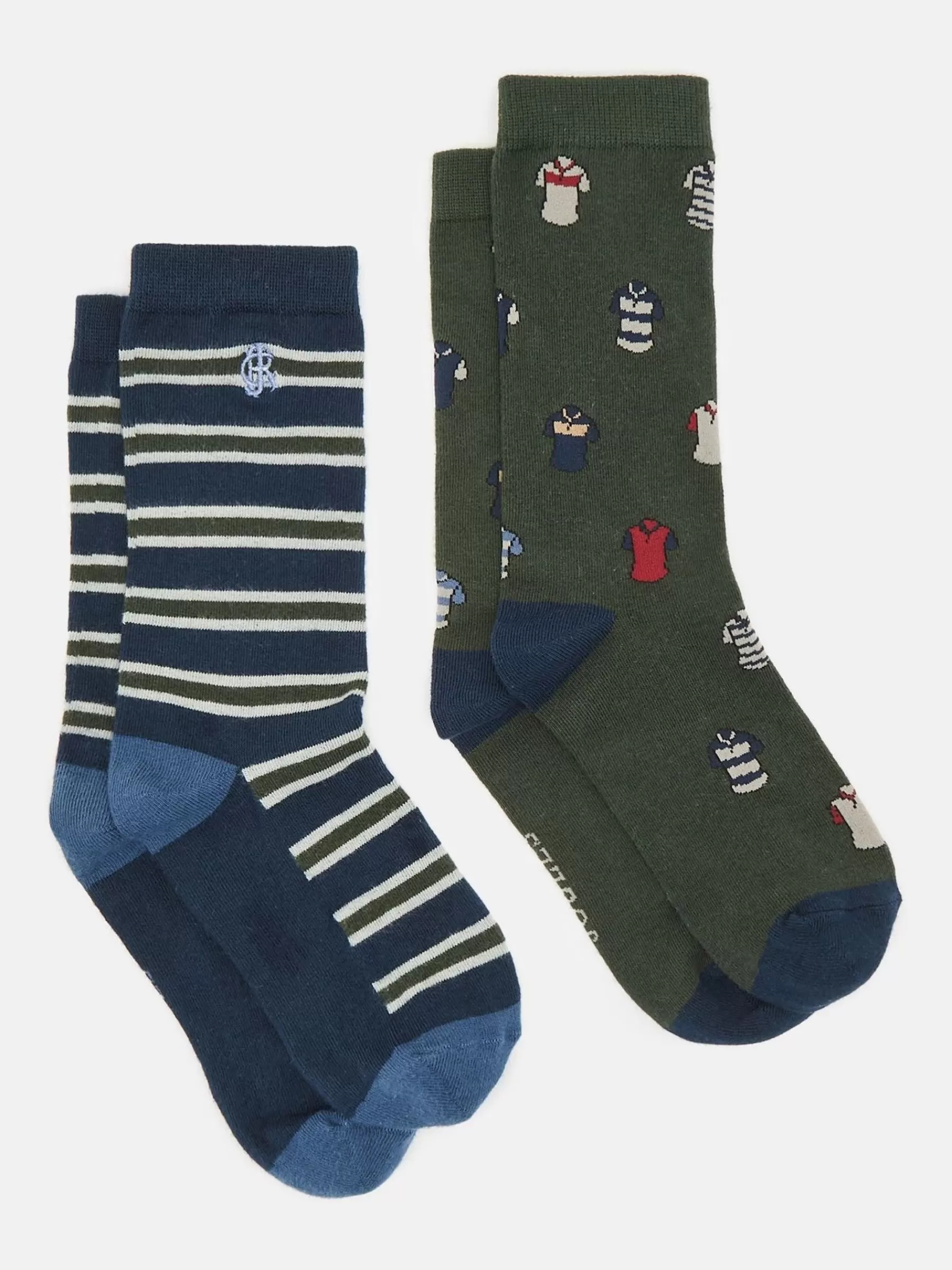 Joules Men's Kingsbury 2 Pack Socks (size 7-12) Green/Navy Online