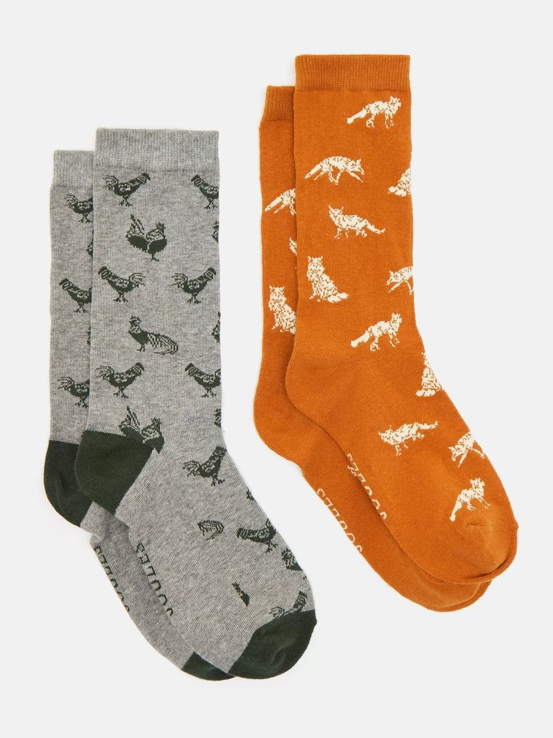 Joules Men's Kingsbury Grey Hen 2 Pack Socks (size 7-12) GreyHen Best