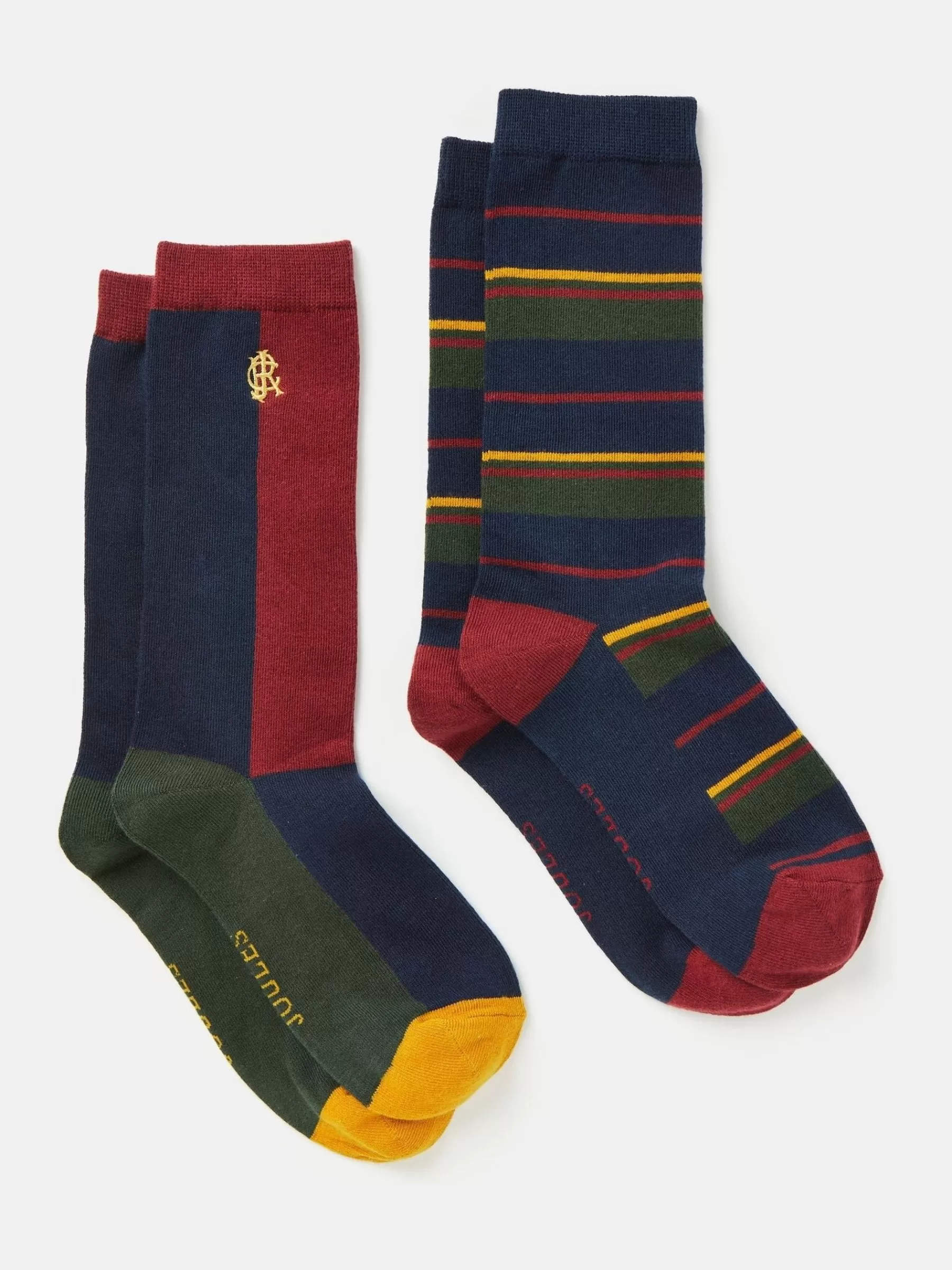 Joules Men's Kingsbury 2 Pack Socks (size 7-12) Multi Flash Sale