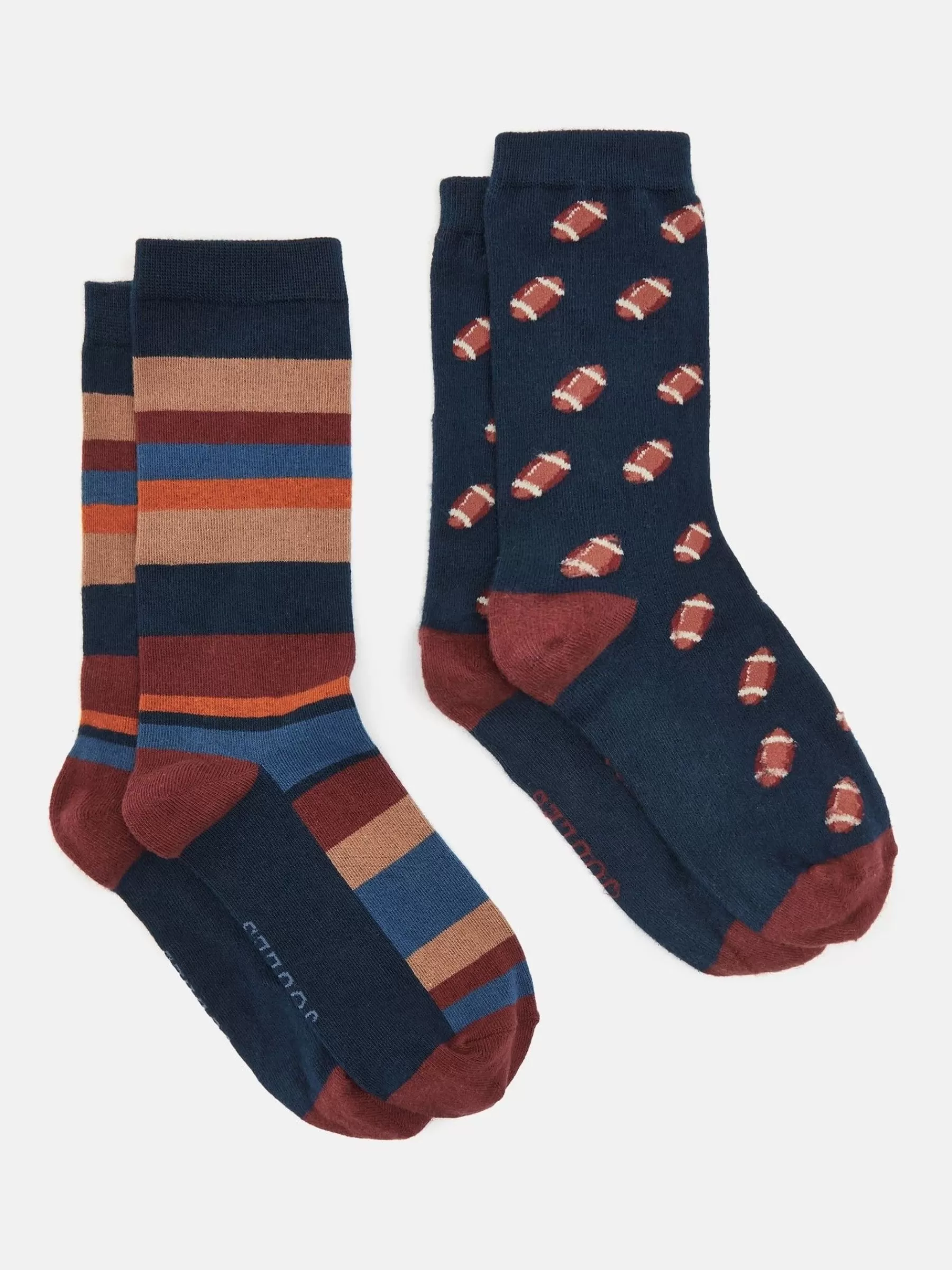 Joules Men's Kingsbury 2 Pack Socks (size 7-12) Navy/Burgundy Shop