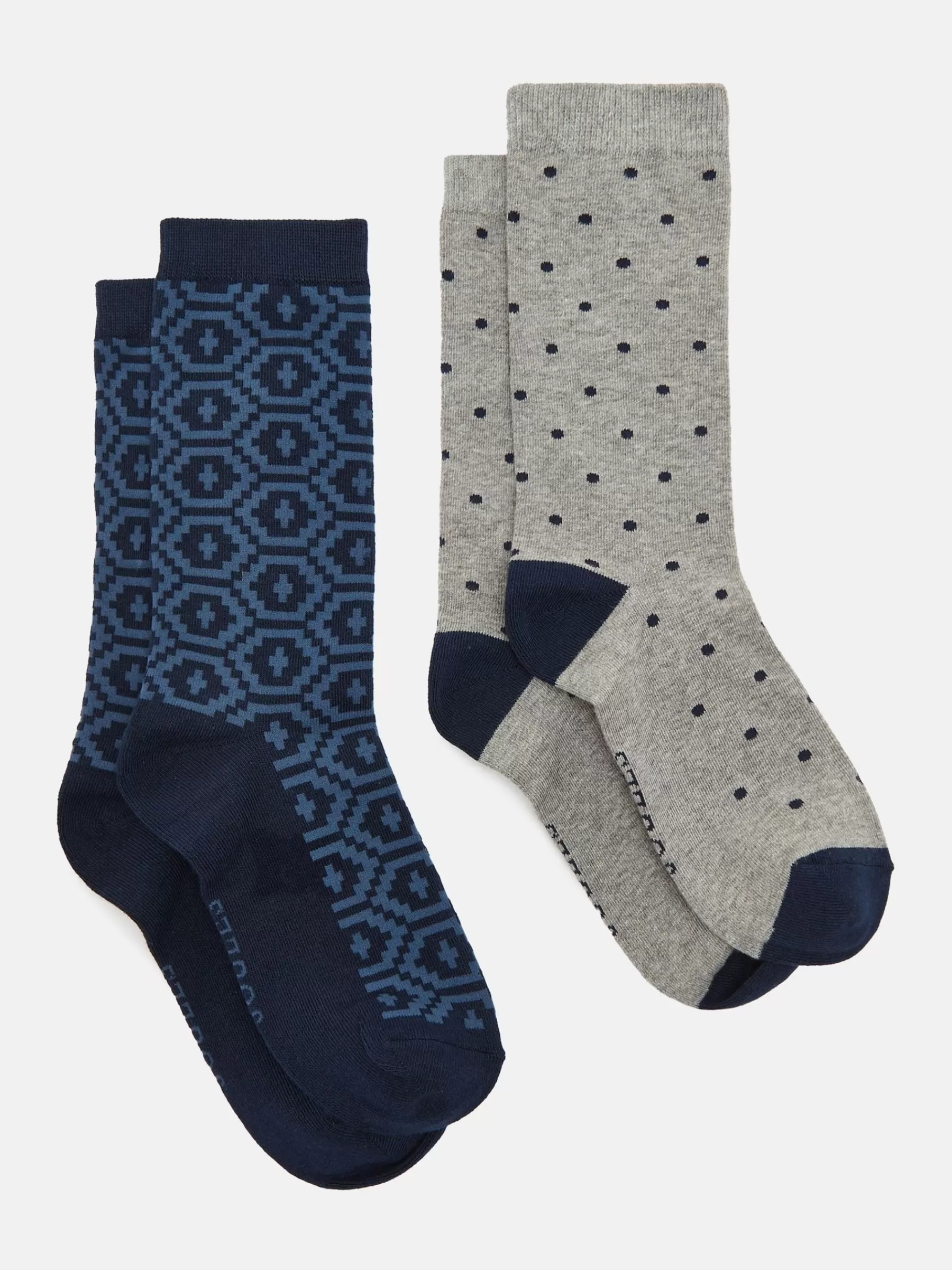 Joules Men's Kingsbury 2 Pack Socks (size 7-12) Navy/Grey New