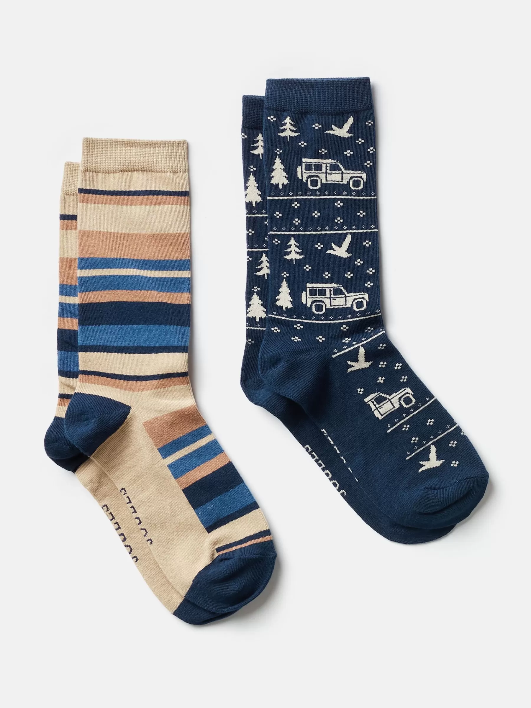 Joules Men's Kingsbury 2 Pack Socks (size 7-12) Navy/Oatmeal Sale