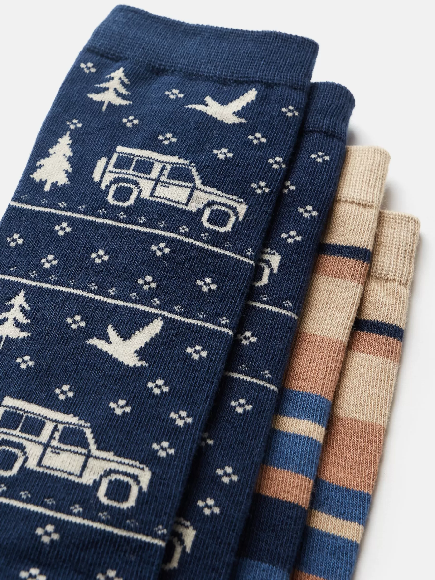 Joules Men's Kingsbury 2 Pack Socks (size 7-12) Navy/Oatmeal Sale