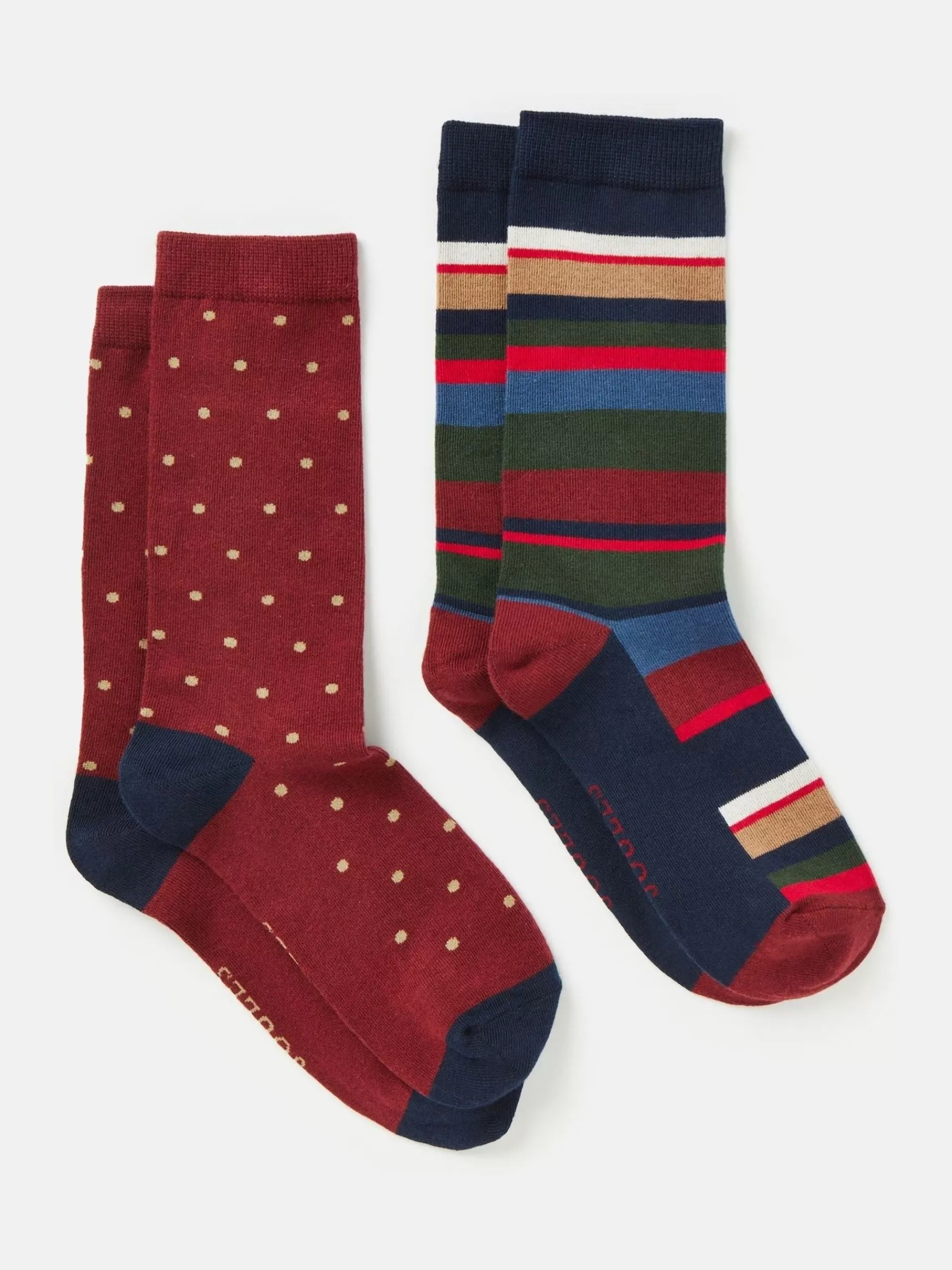 Joules Men's Kingsbury 2 Pack Socks (size 7-12) Red Shop