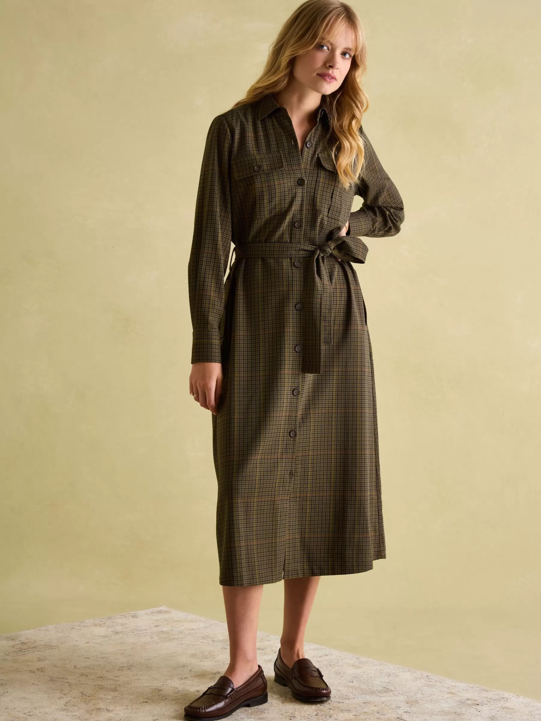 Joules Meredith Midi Shirt Dress Check Clearance