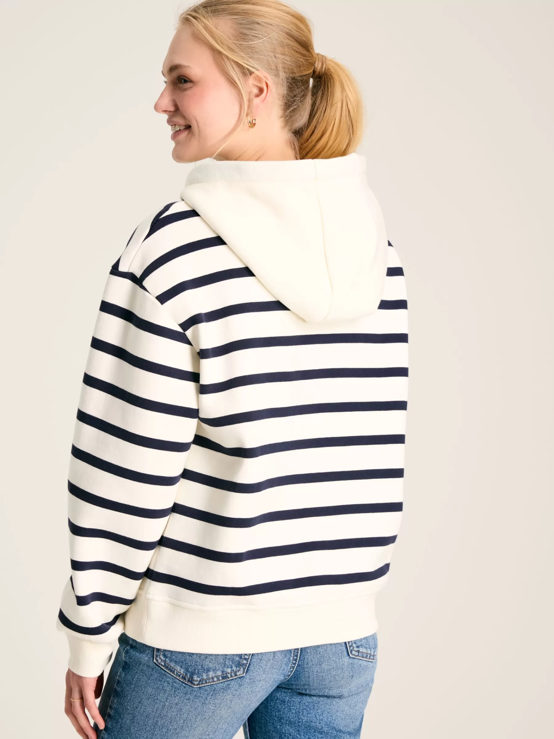 Joules Milbourne Navy & White Striped Embroidered Hoodie Navy&WhiteStriped Outlet