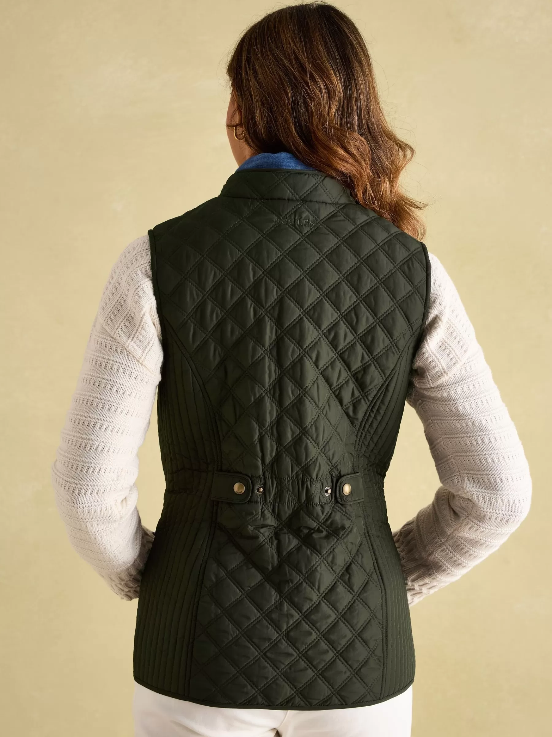 Joules Minx Khaki Green Showerproof Diamond Quilted Gilet KhakiGreen Sale