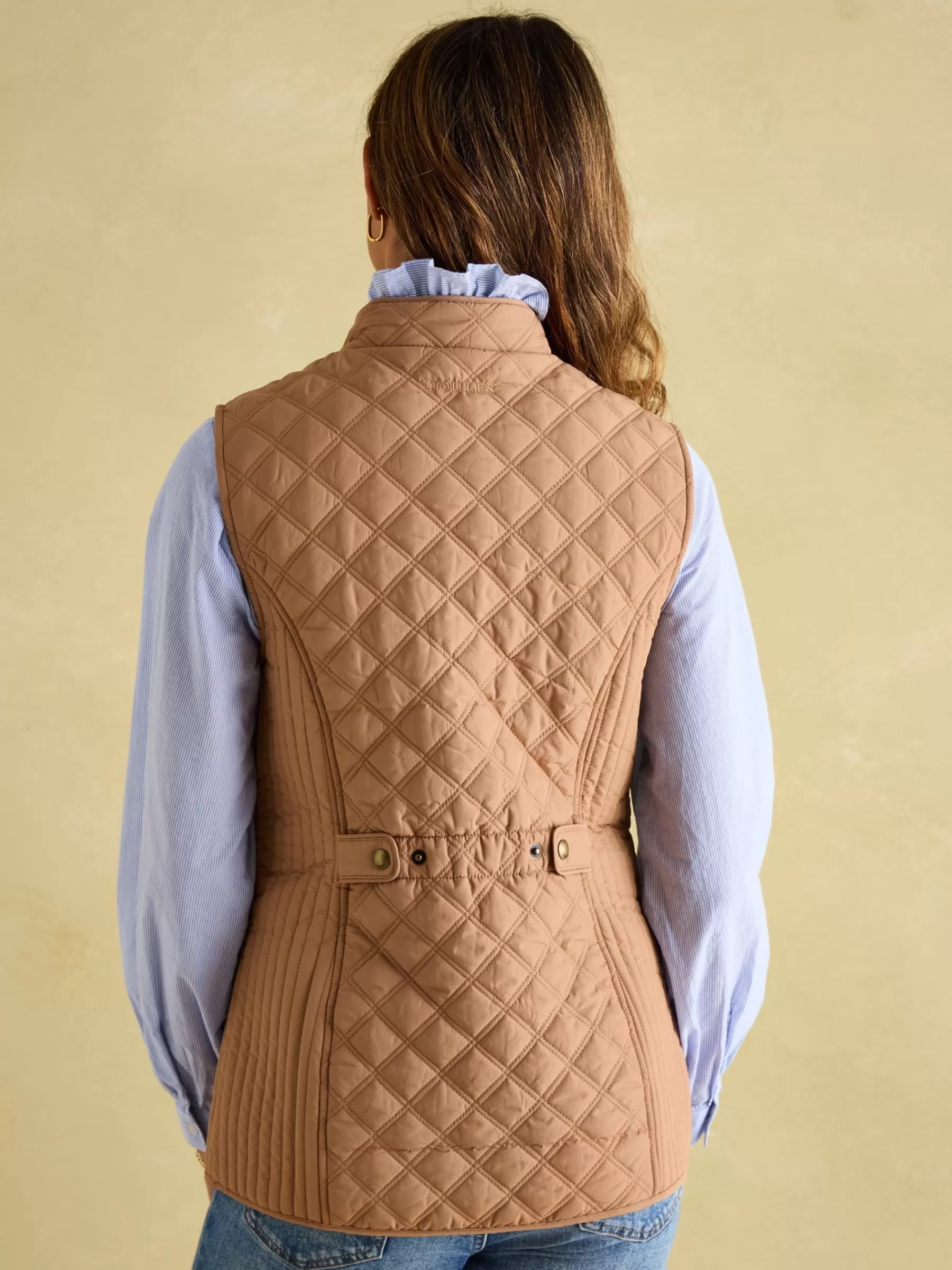 Joules Minx Showerproof Diamond Quilted Gilet Tan Cheap