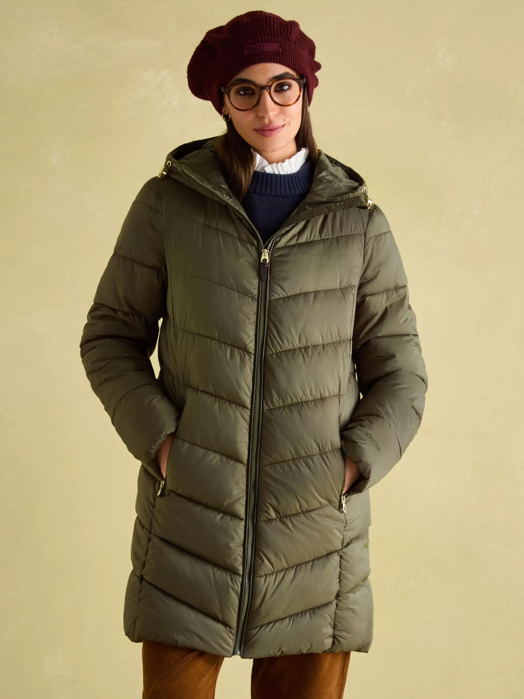 Joules Moorsdale Mid Length Showerproof Padded Coat Green Flash Sale