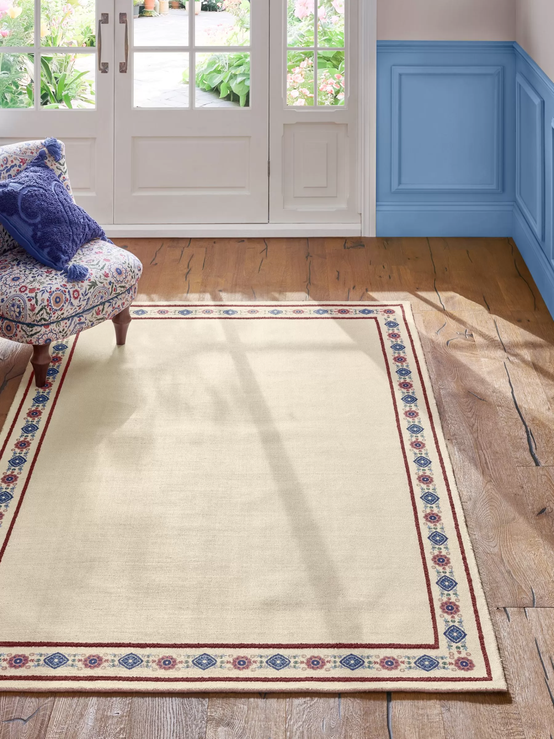 Joules Blenheim Cotton Border Rug Natural Fashion