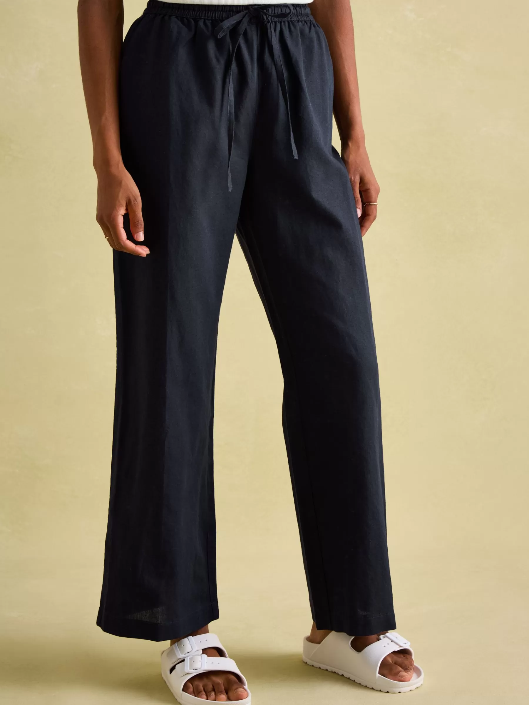 Joules Navy Blue Linen Blend Trousers NavyBlue Clearance