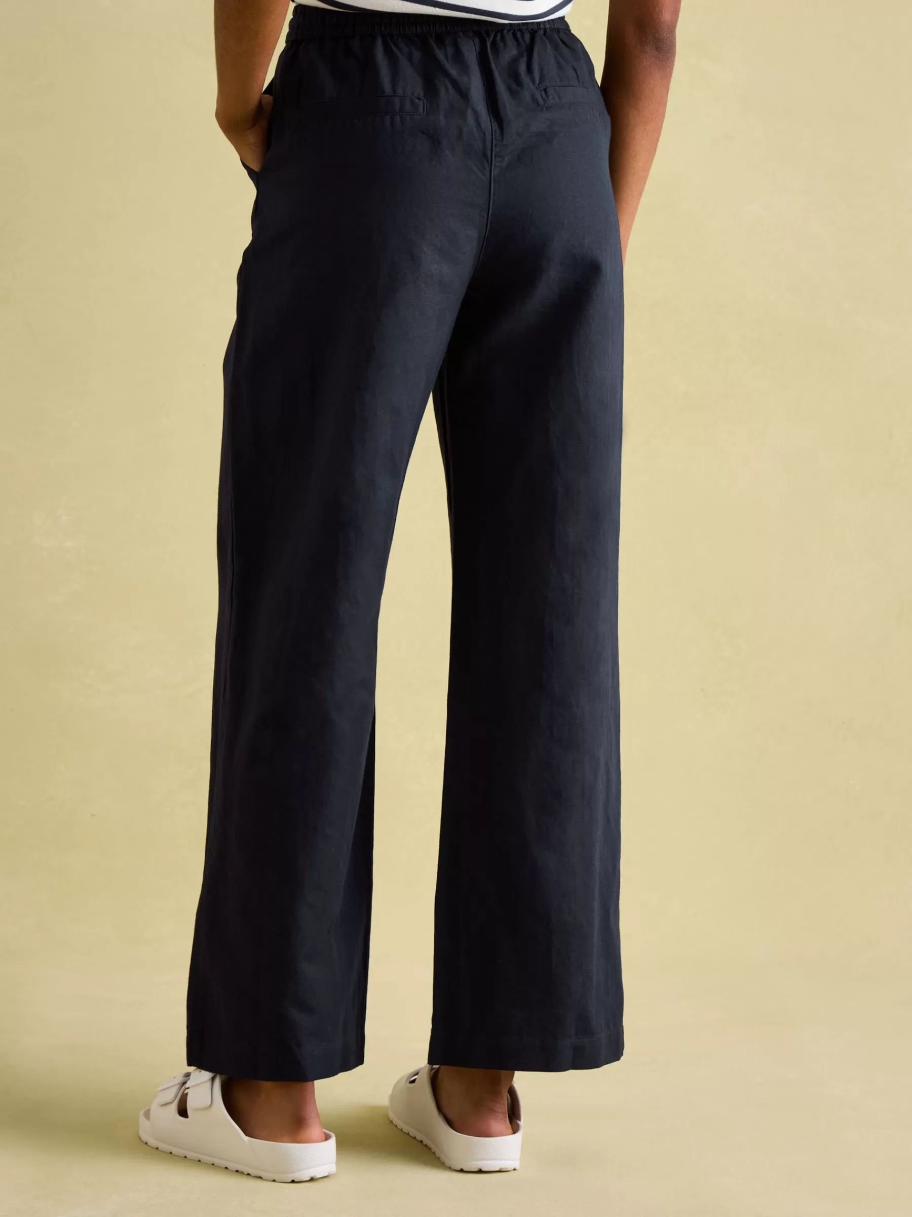 Joules Navy Blue Linen Blend Trousers NavyBlue Clearance