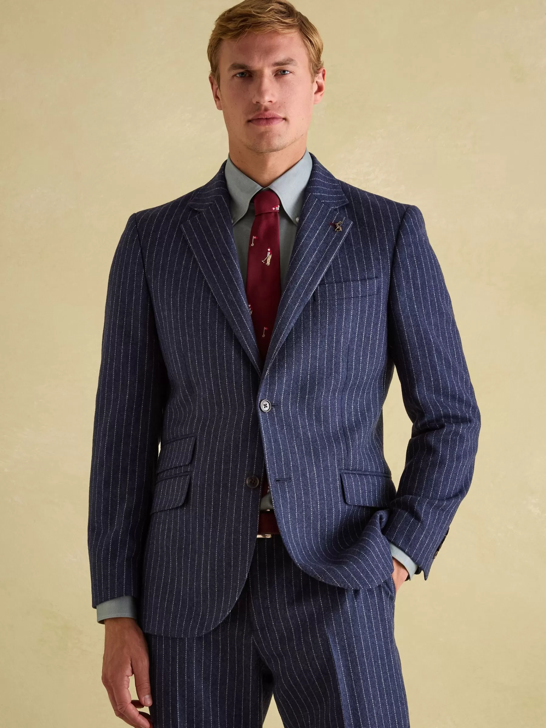 Joules Slim Fit Herringbone Suit Jacket Navy Fashion