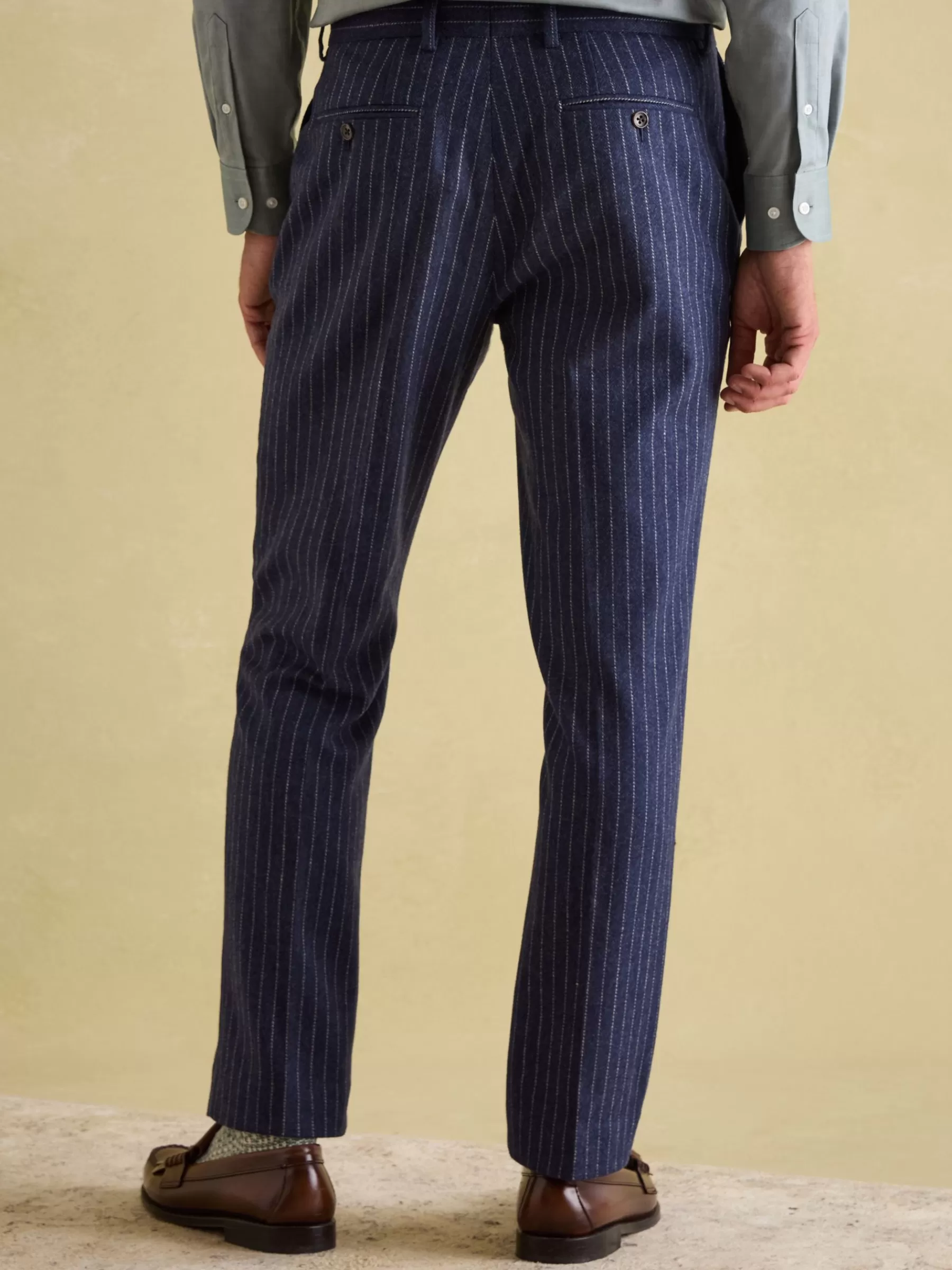 Joules Slim Fit Pinstripe Suit Trousers Navy Hot