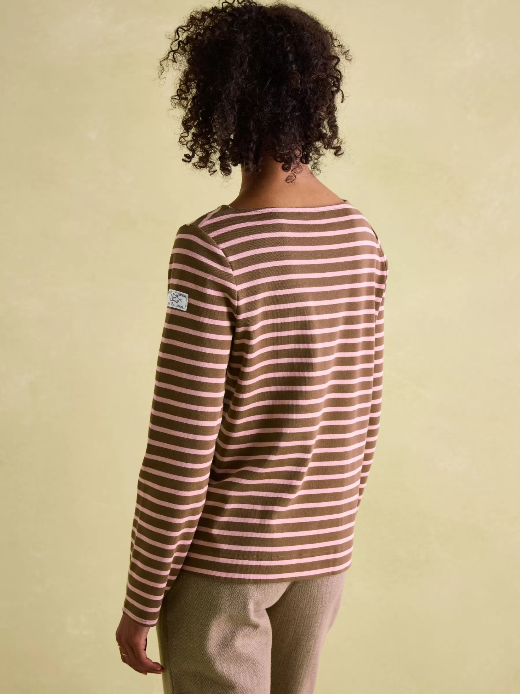 Joules New Harbour Chocolate Brown pink Boat Neck Breton Top ChocolateBrownpink Cheap