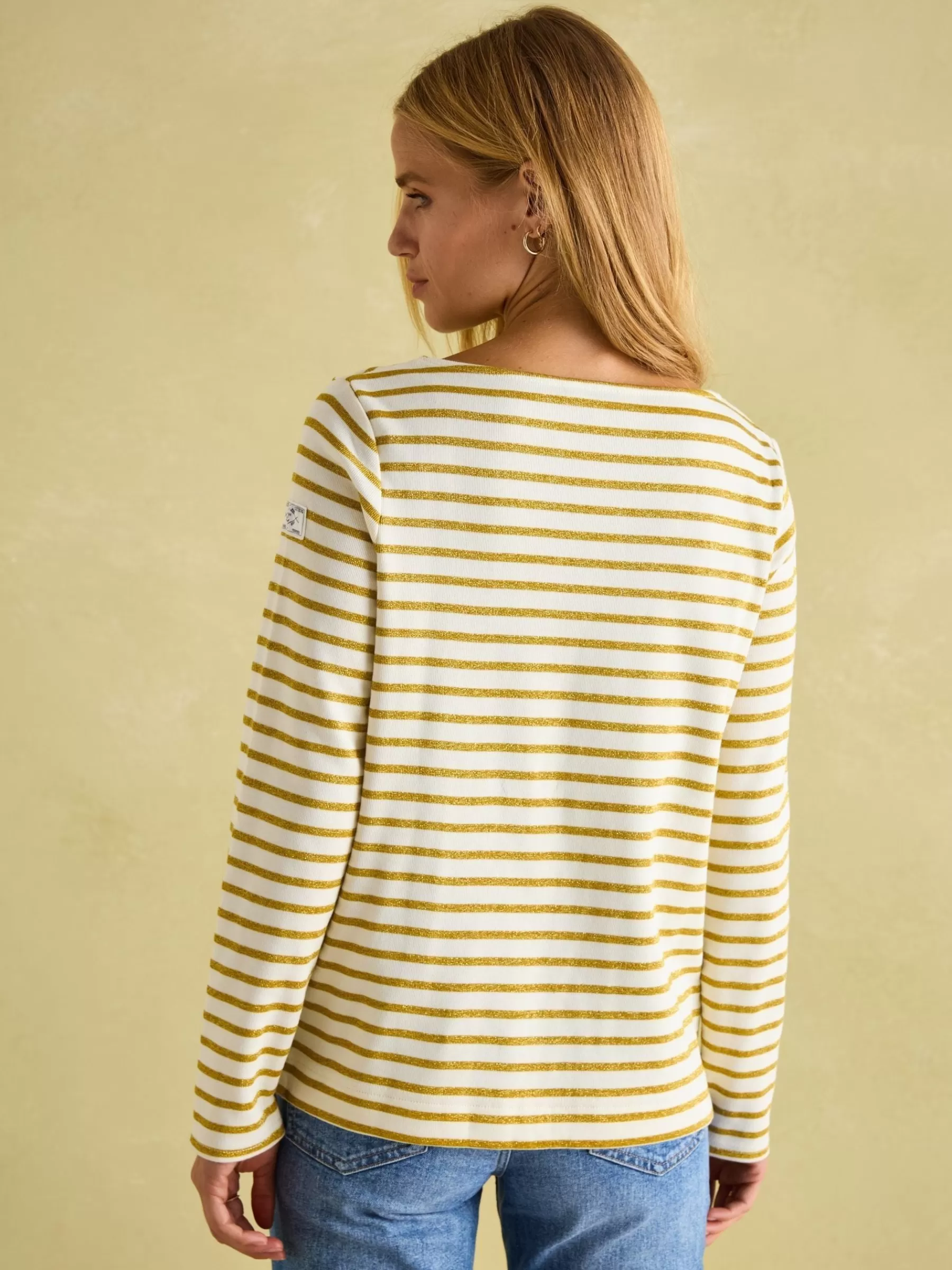 Joules New Harbour Cream Gold Boat Neck Breton Top CreamGold Cheap