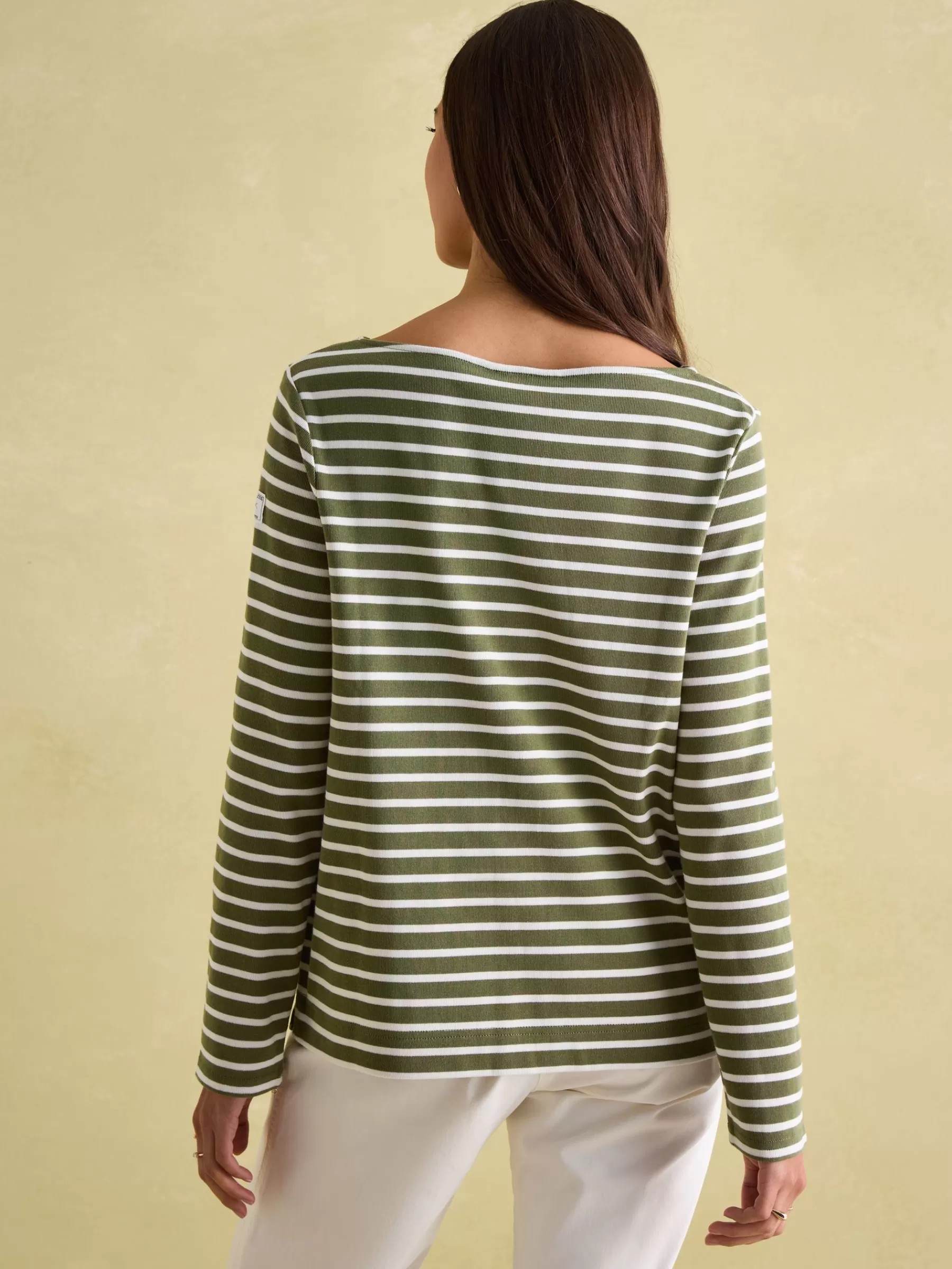 Joules New Harbour Green stripe Boat Neck Breton Top Greenstripe Best