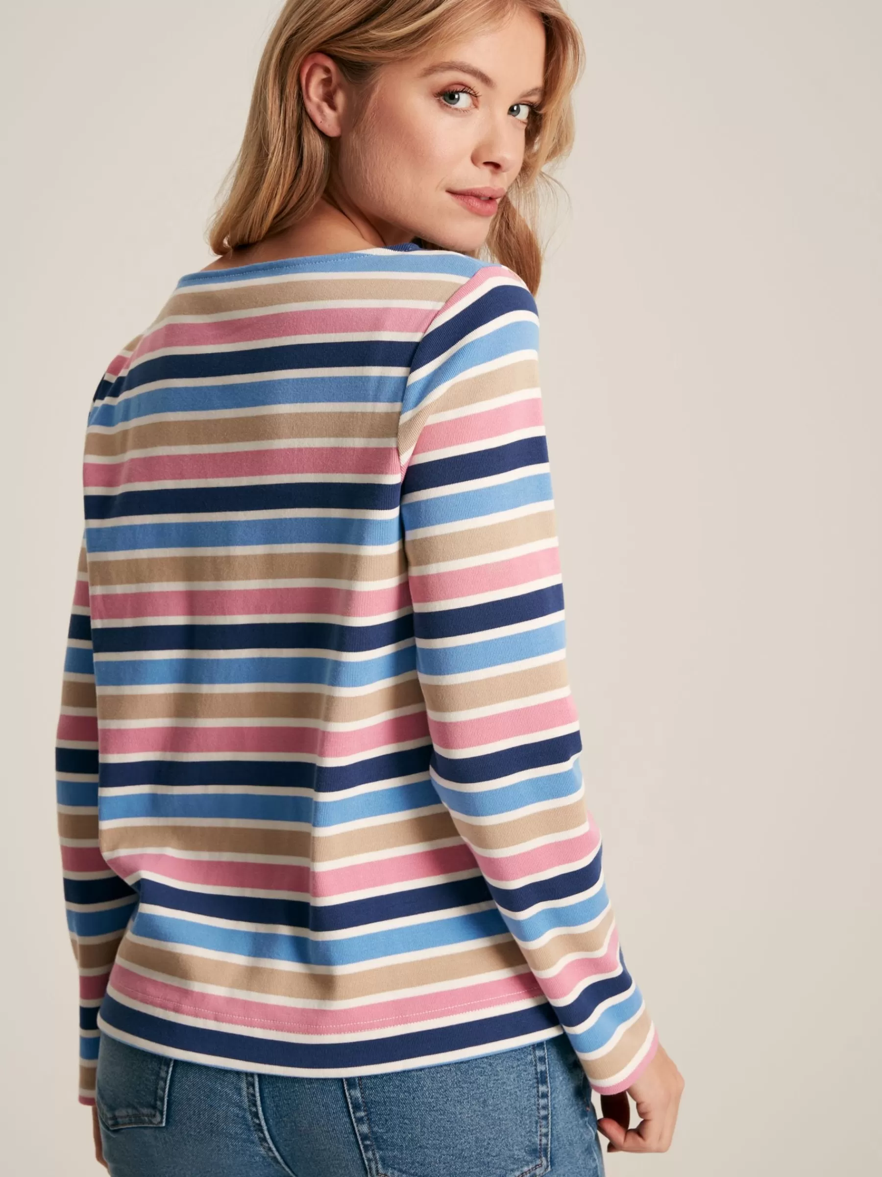 Joules New Harbour Multi Striped Boat Neck Breton Top MultiStriped Fashion