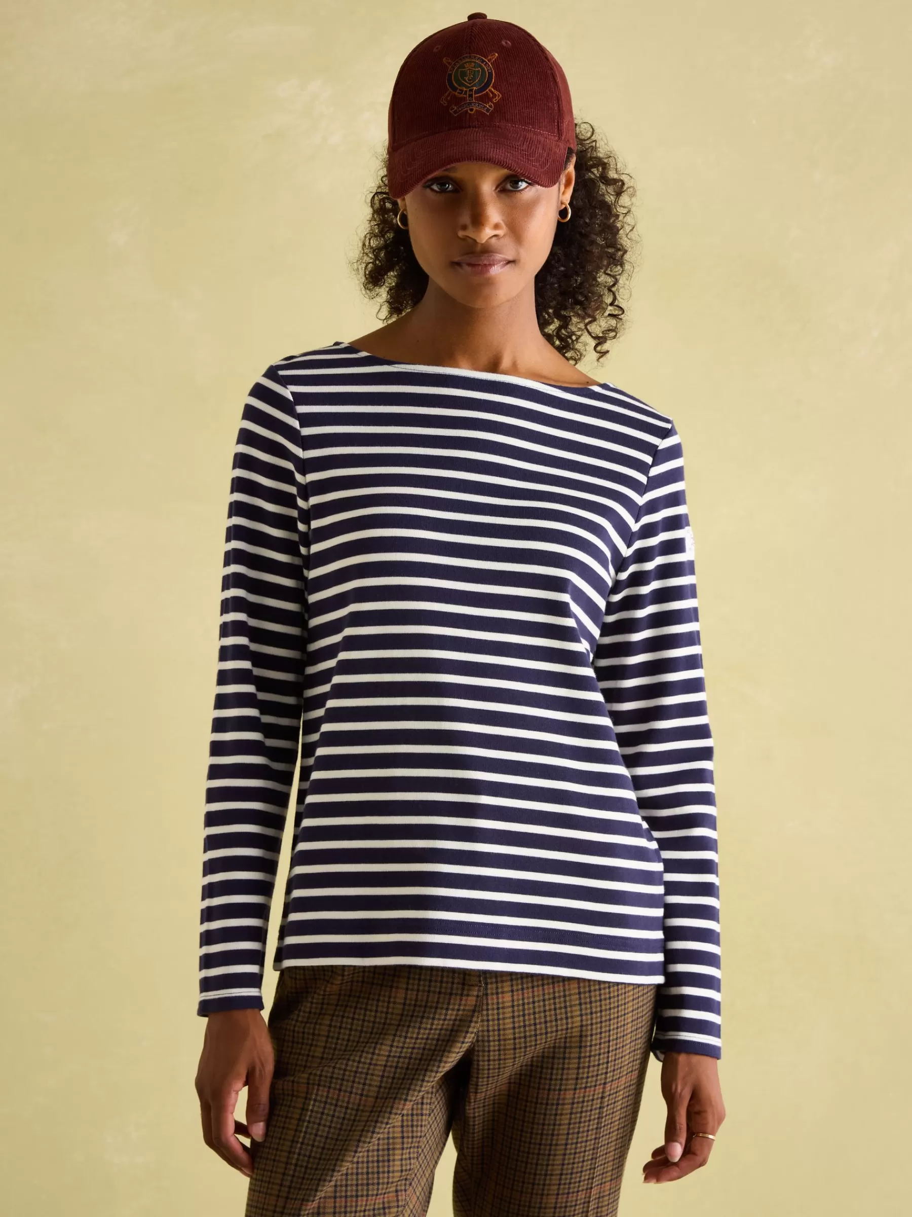 Joules New Harbour Navy & White Striped Boat Neck Breton Top Navy&WhiteStriped Cheap