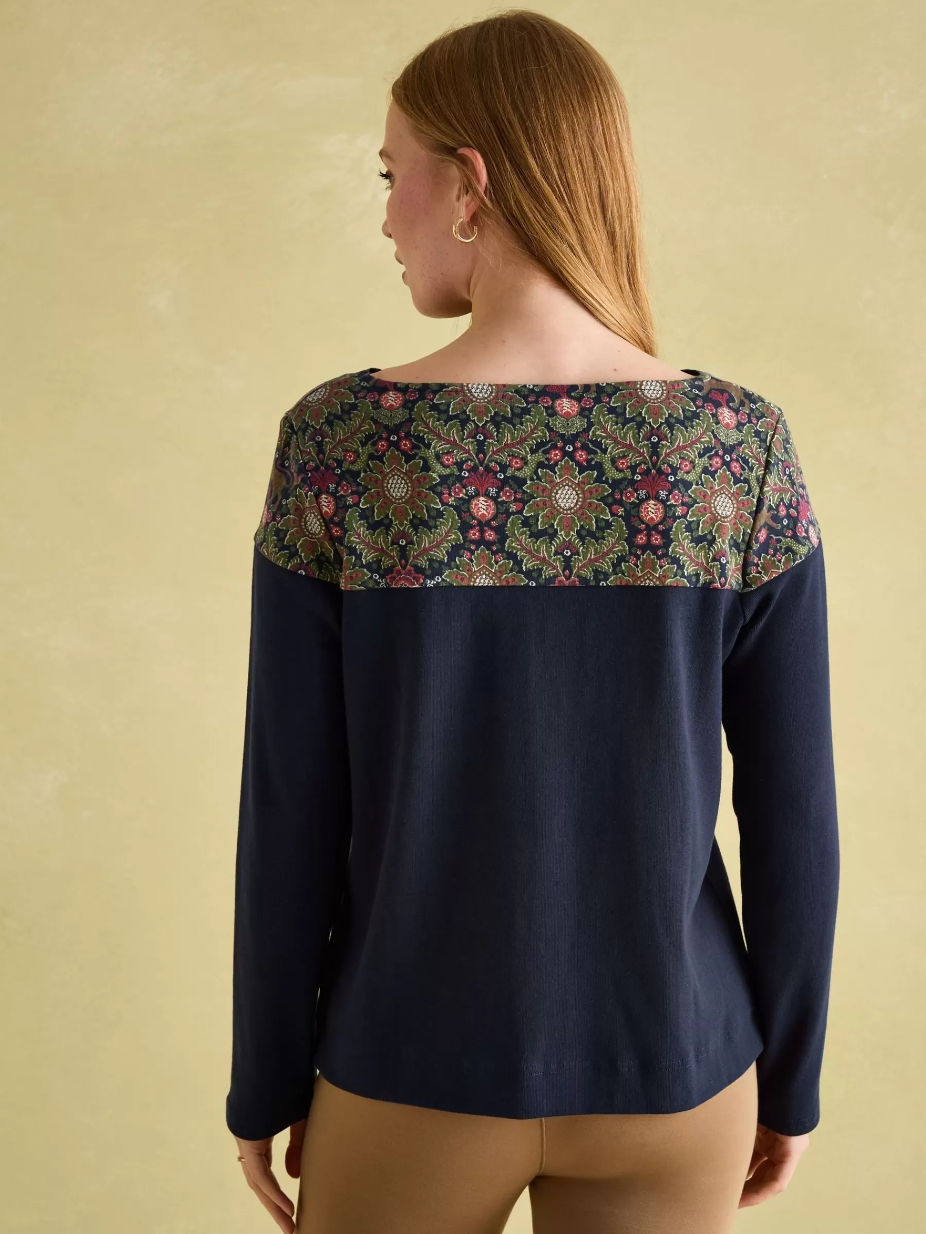 Joules New Harbour Navy Damask Boat Neck Breton Top NavyDamask Cheap