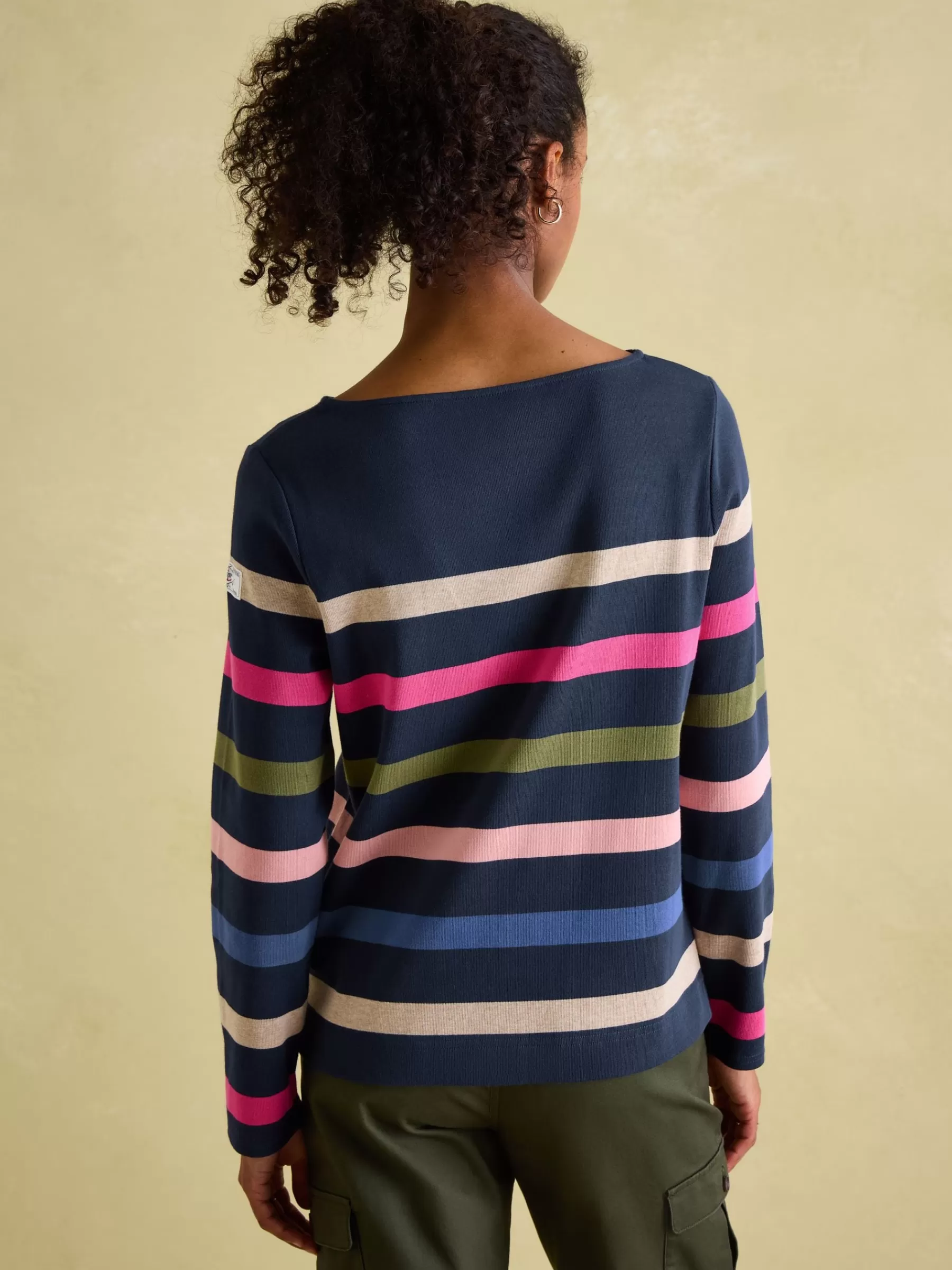 Joules New Harbour Navy multi Boat Neck Breton Top Navymulti Store