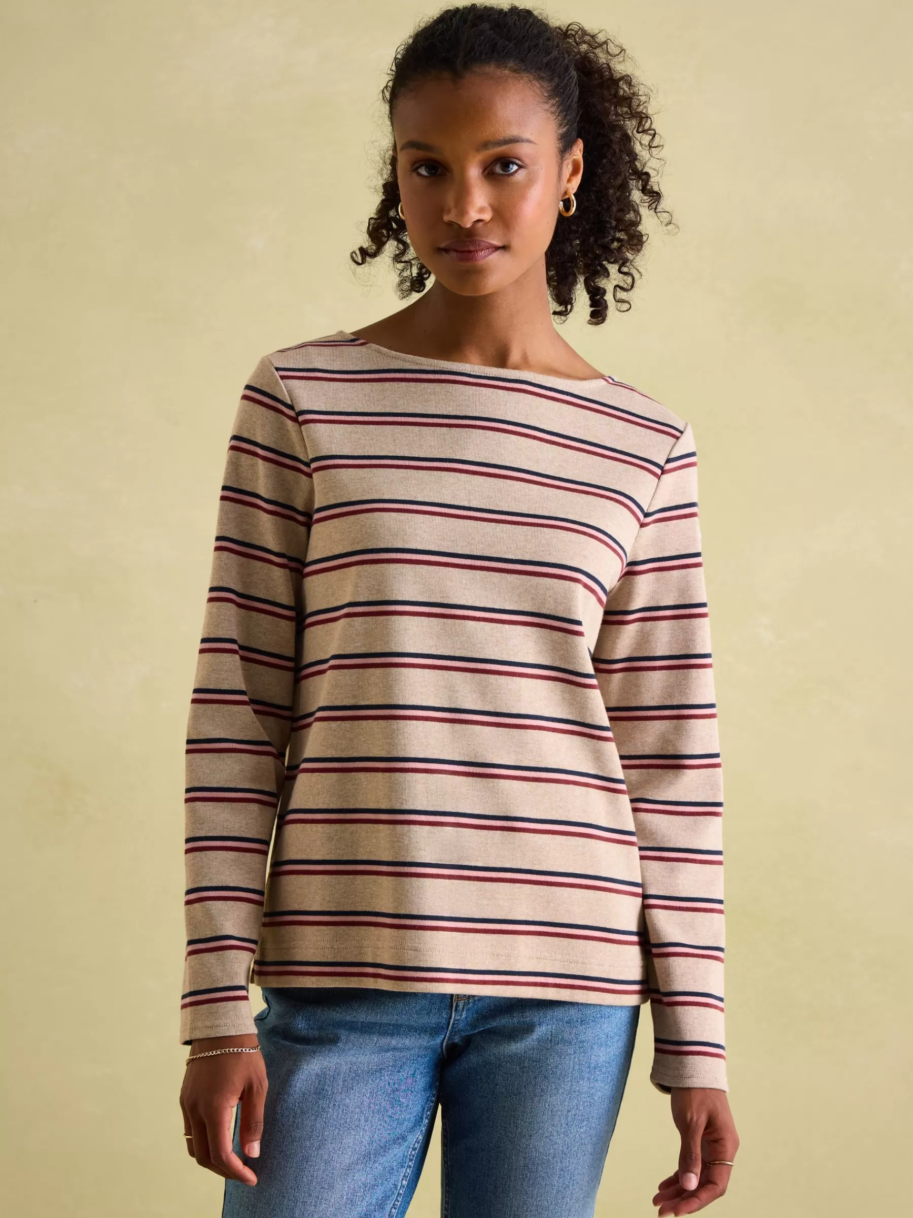 Joules New Harbour Oat multi Boat Neck Breton Top Oatmulti New