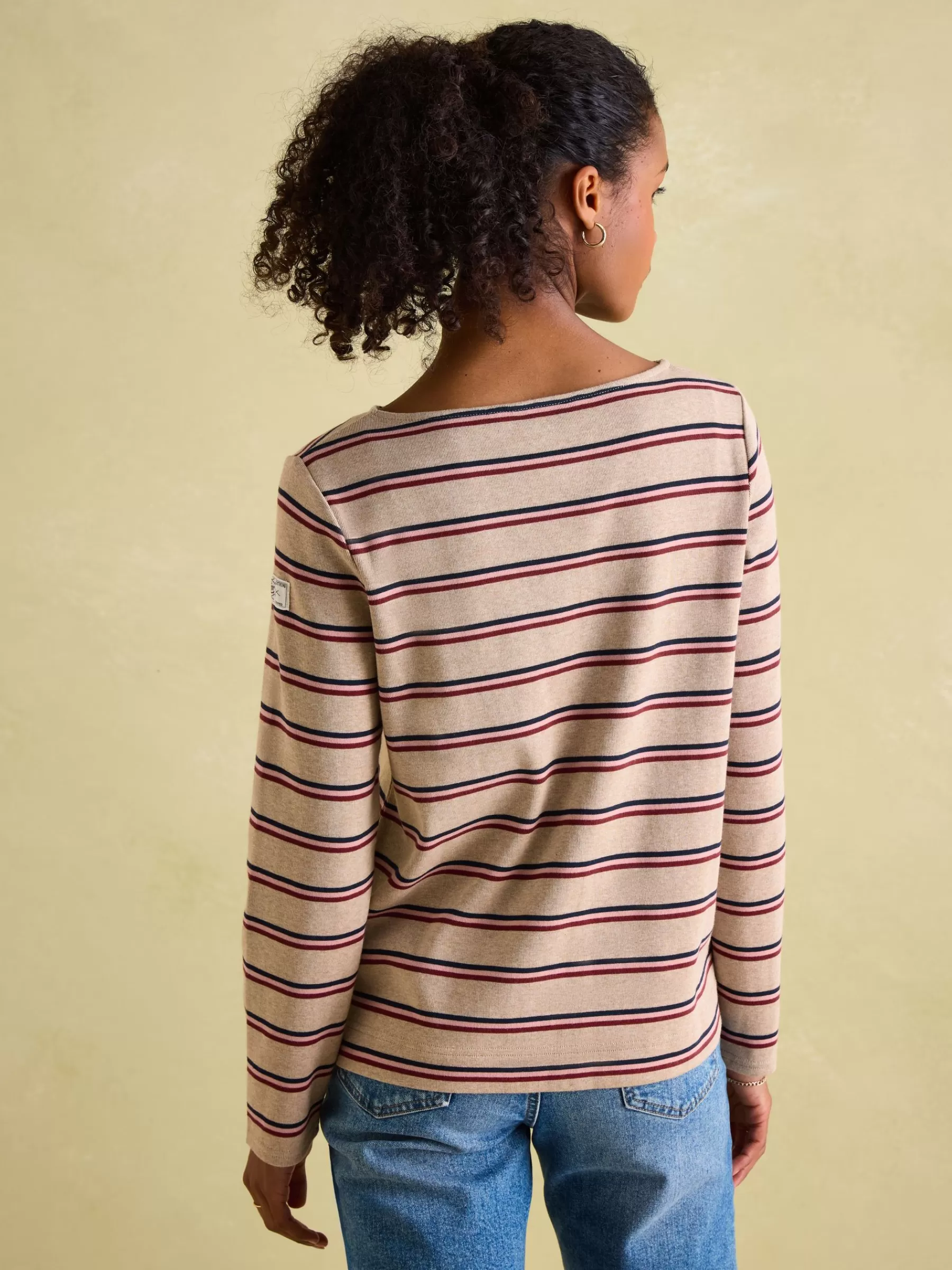 Joules New Harbour Oat multi Boat Neck Breton Top Oatmulti New