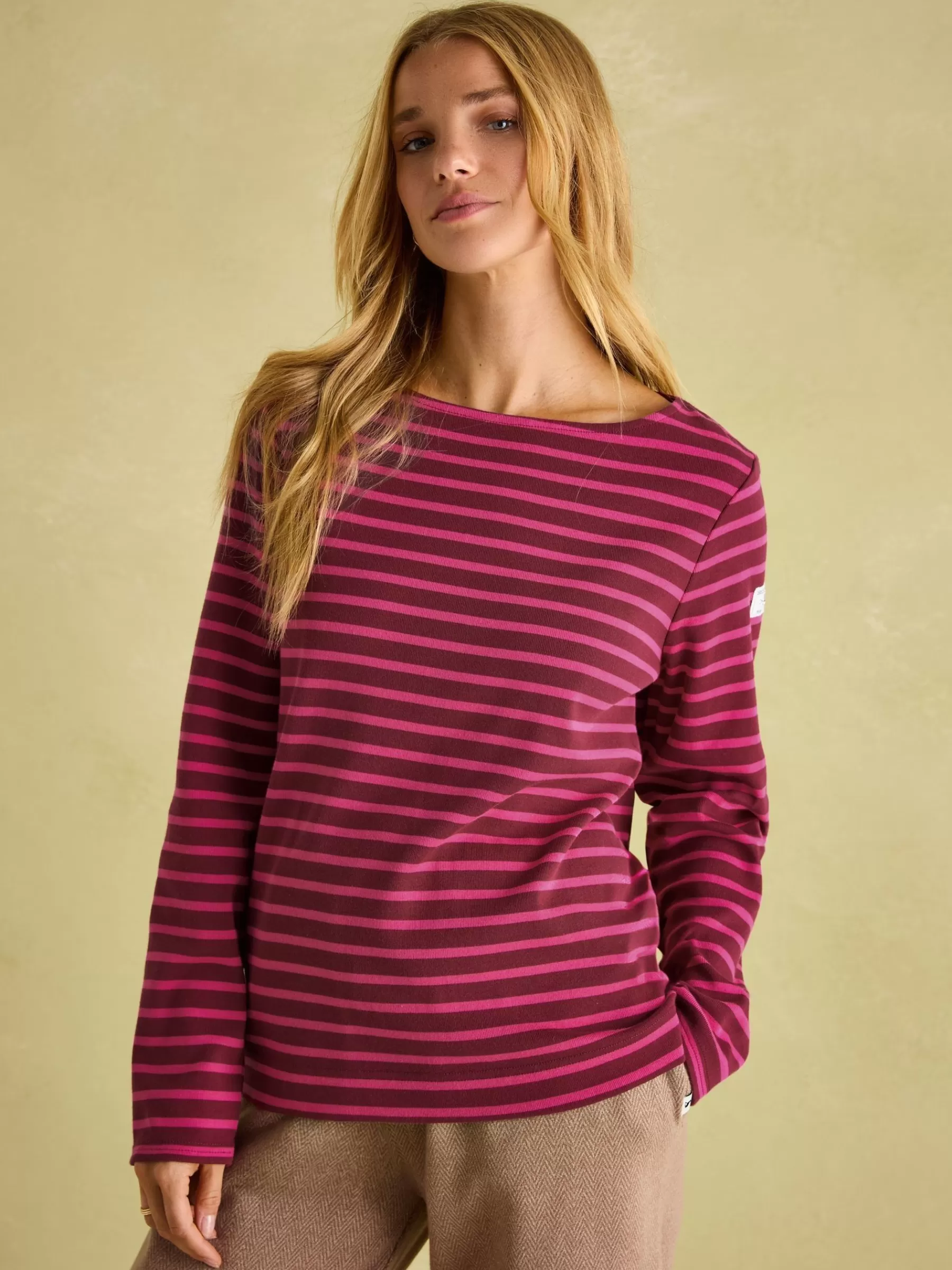 Joules New Harbour Boat Neck Breton Top Pink/Plum Hot