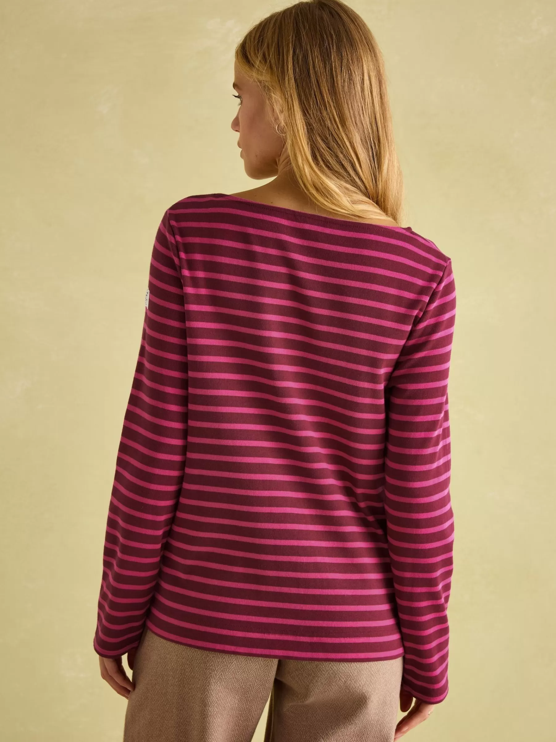 Joules New Harbour Boat Neck Breton Top Pink/Plum Hot