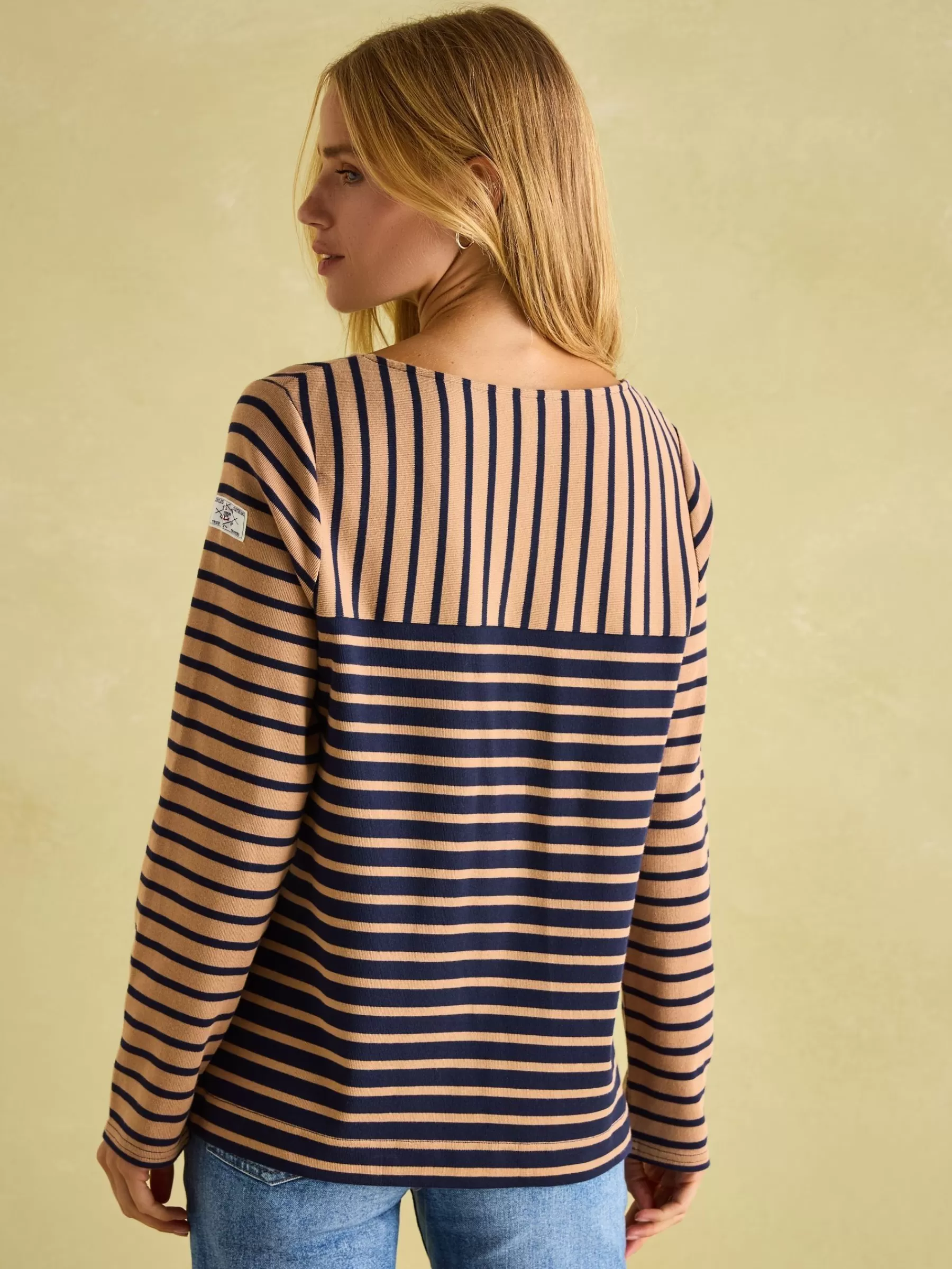 Joules New Harbour Boat Neck Breton Top Tan/Navy New