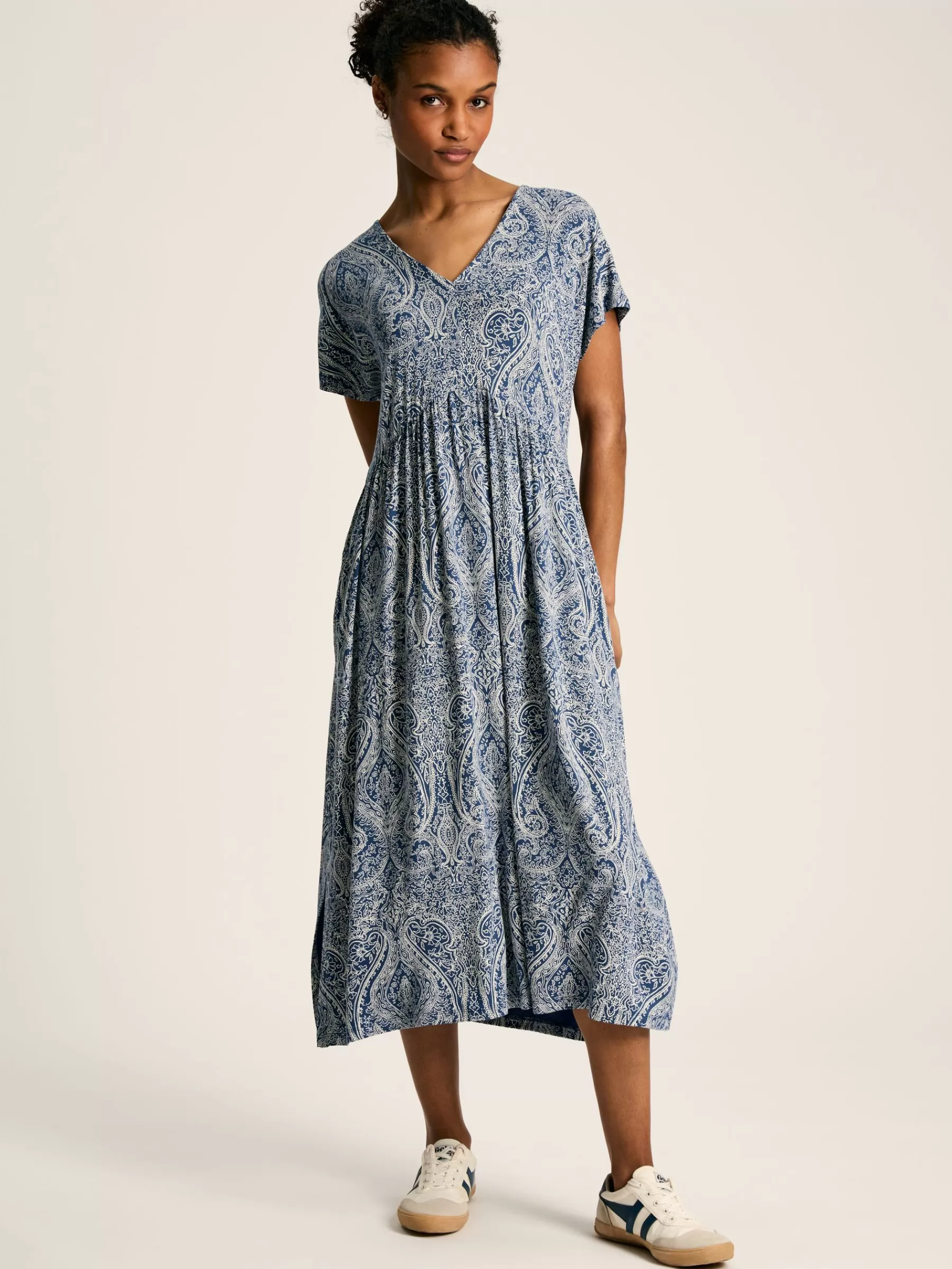 Joules Nia Jersey V-Neck Beach Dress Blue Sale