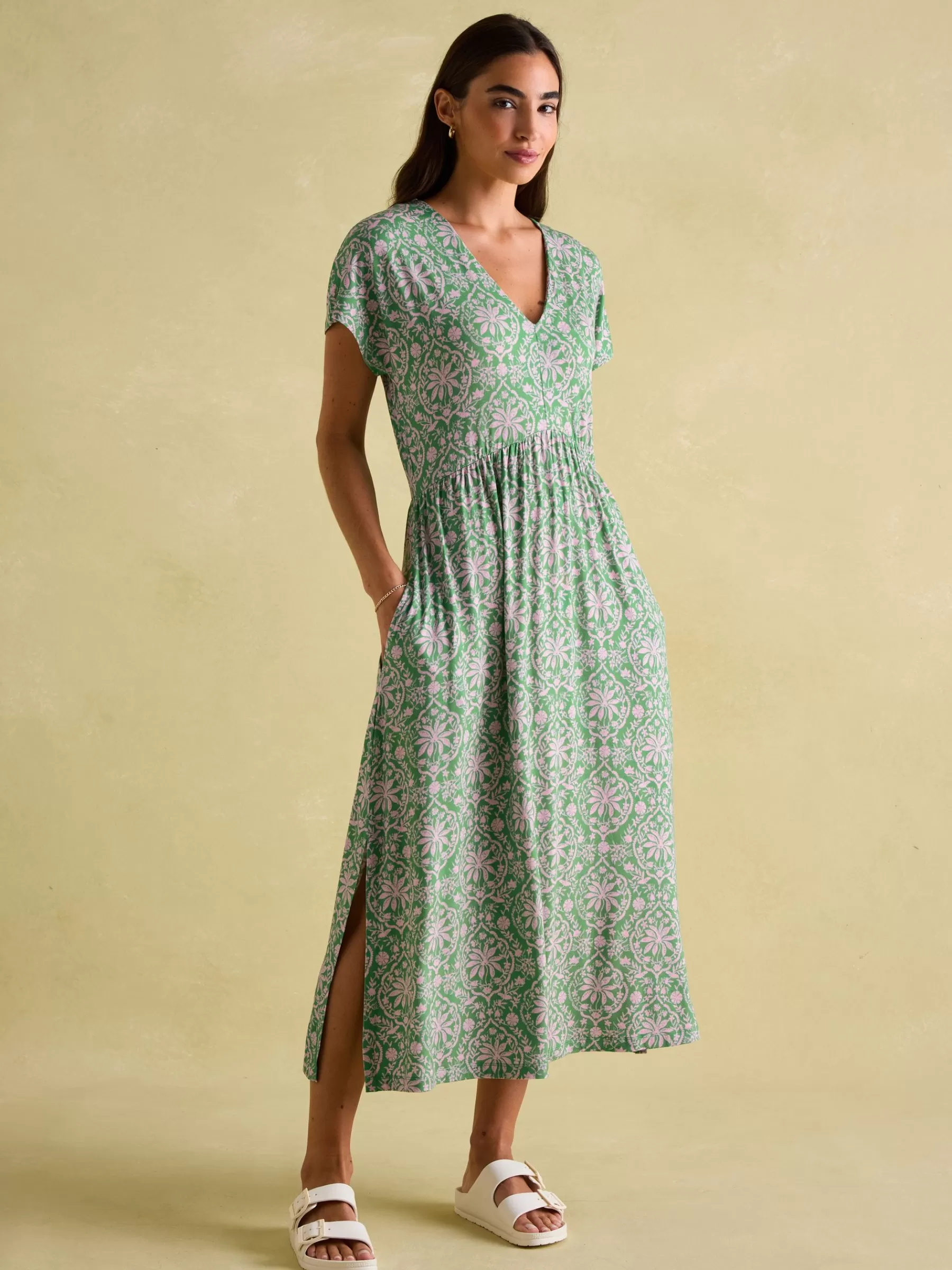 Joules Nia Jersey V-Neck Beach Dress Green Flash Sale