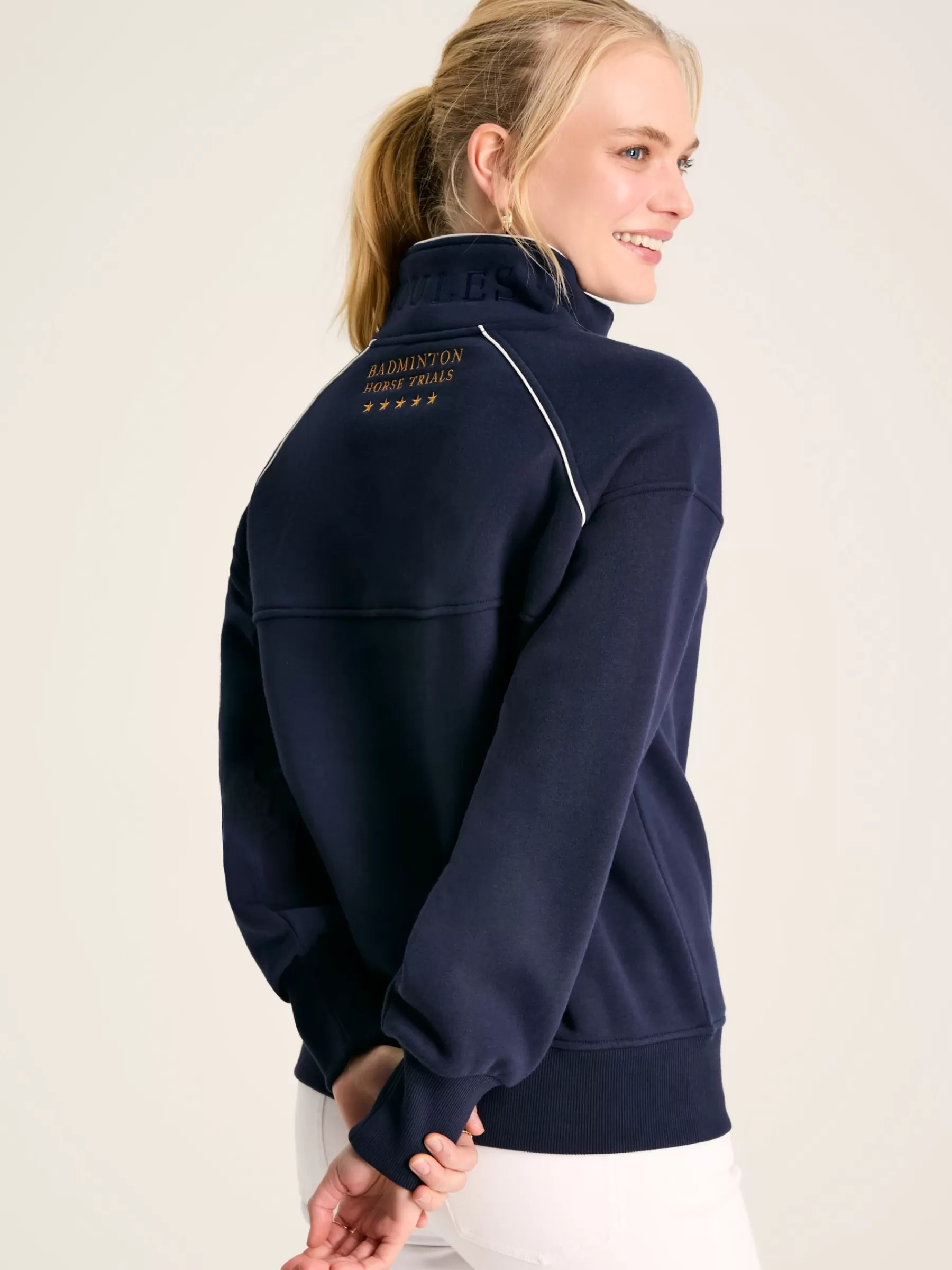 Joules Official Badminton Navy Blue Unisex Quarter Zip Sweatshirt NavyBlue Flash Sale